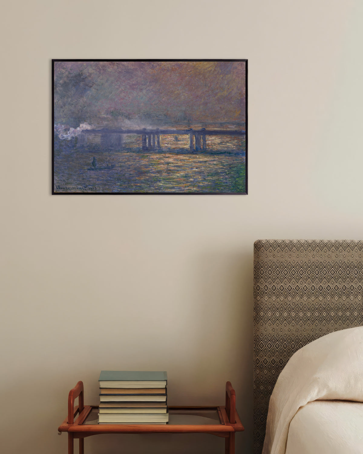 Poster Il ponte di Charing Cross (1903) di Claude Monet con cornice in metallo