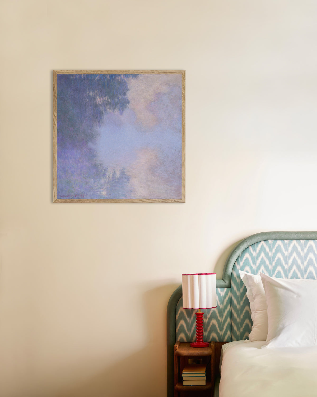 Poster Braccio della Senna vicino a Giverny, nebbia (1897) di Claude Monet con cornice in legno naturale