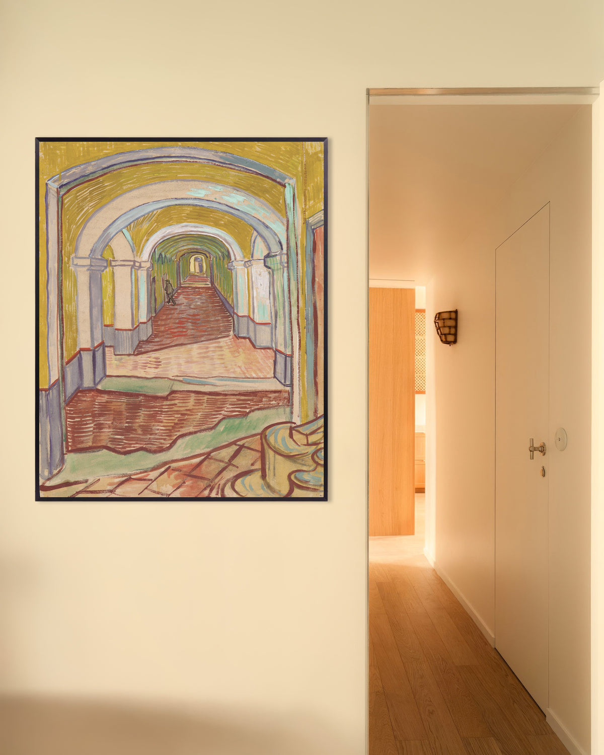Poster di Corridoio del manicomio (1889) di Vincent van Gogh, con cornice in metallo