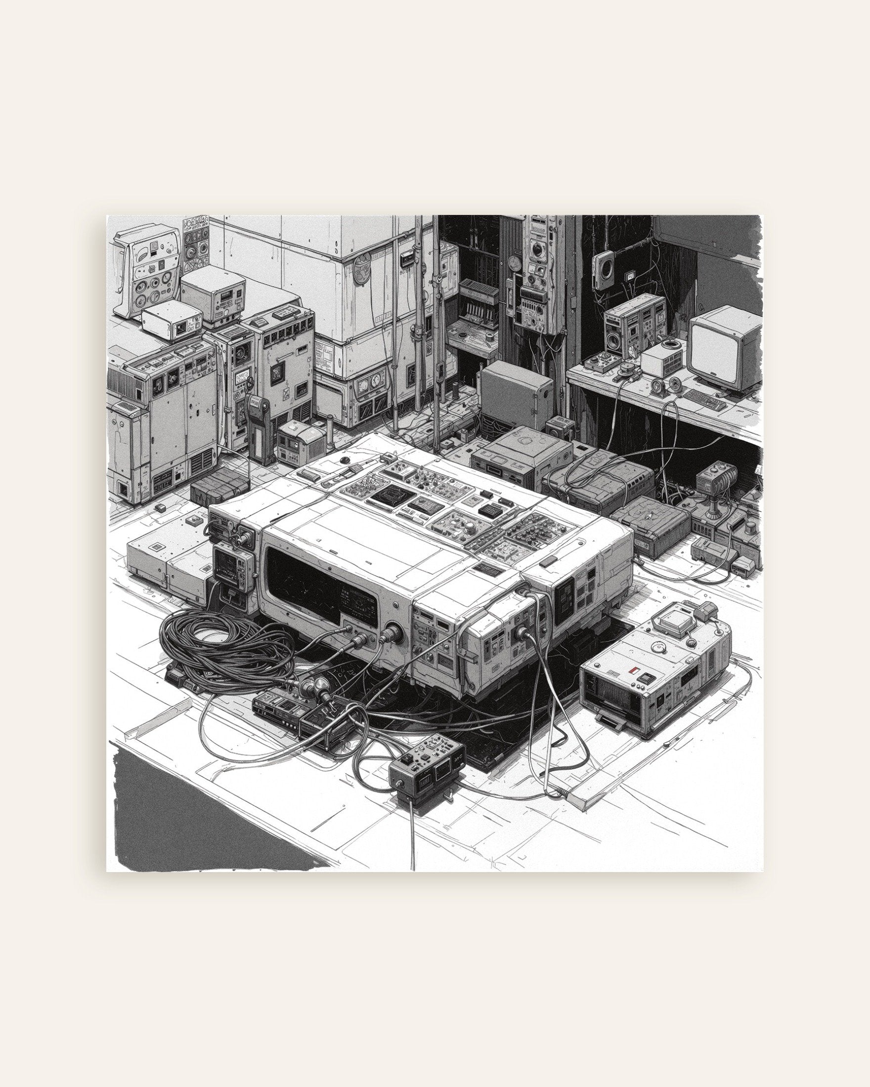 Poster of Dark cyberpunk console station illustration, thumbnail