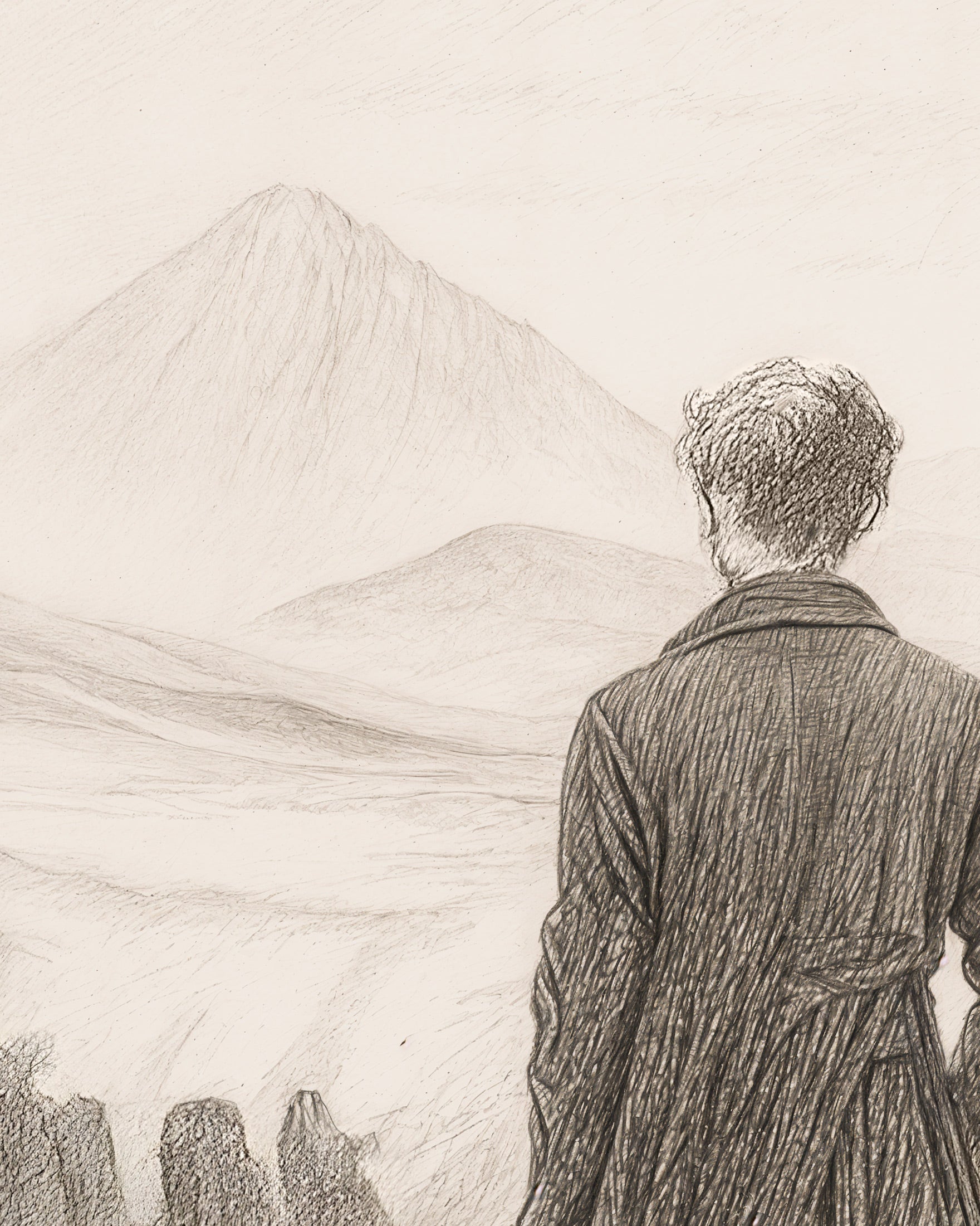 Vagabondo sopra il mare di nebbia - disegno a matita - Poster