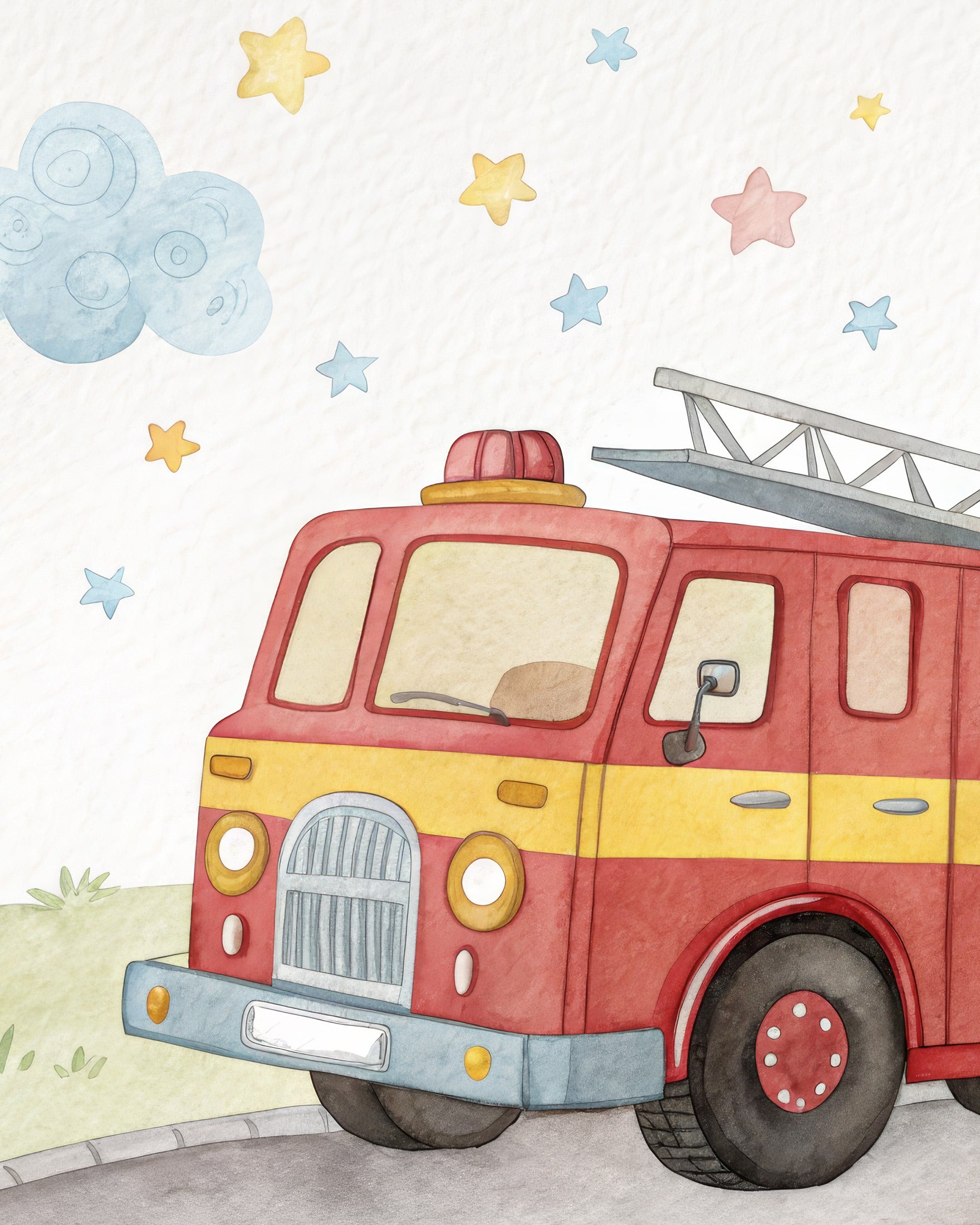 Poster Camion dei Vigili del Fuoco - Decorazione da Parete per Cameretta Maschietti