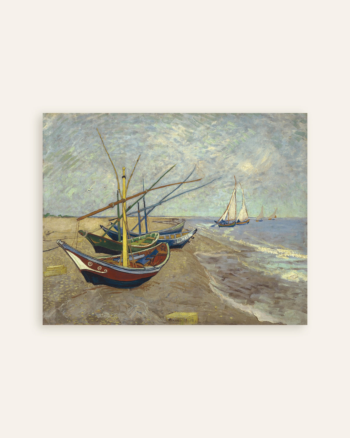 Poster di Barche da pesca sulla spiaggia di Les Saintes-Maries-de-la-Mer (1888) di Vincent van Gogh, miniatura