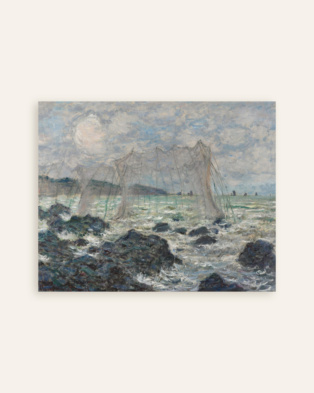 Poster Reti da pesca a Pourville (1882) di Claude Monet, miniatura