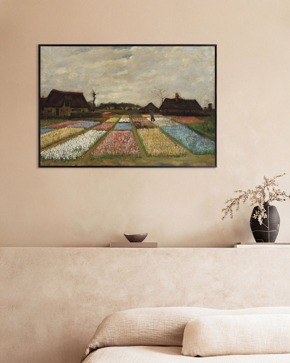 Poster di Aiuole fiorite in Olanda (ca. 1883) di Vincent van Gogh, con cornice in metallo