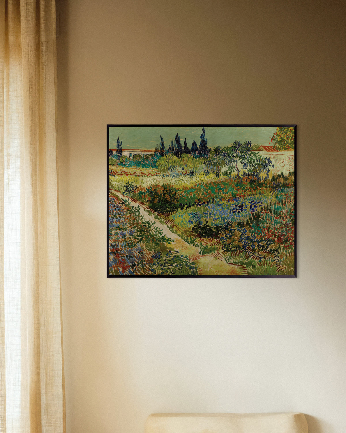 Poster di Giardino ad Arles (1888) di Vincent van Gogh, con cornice in metallo