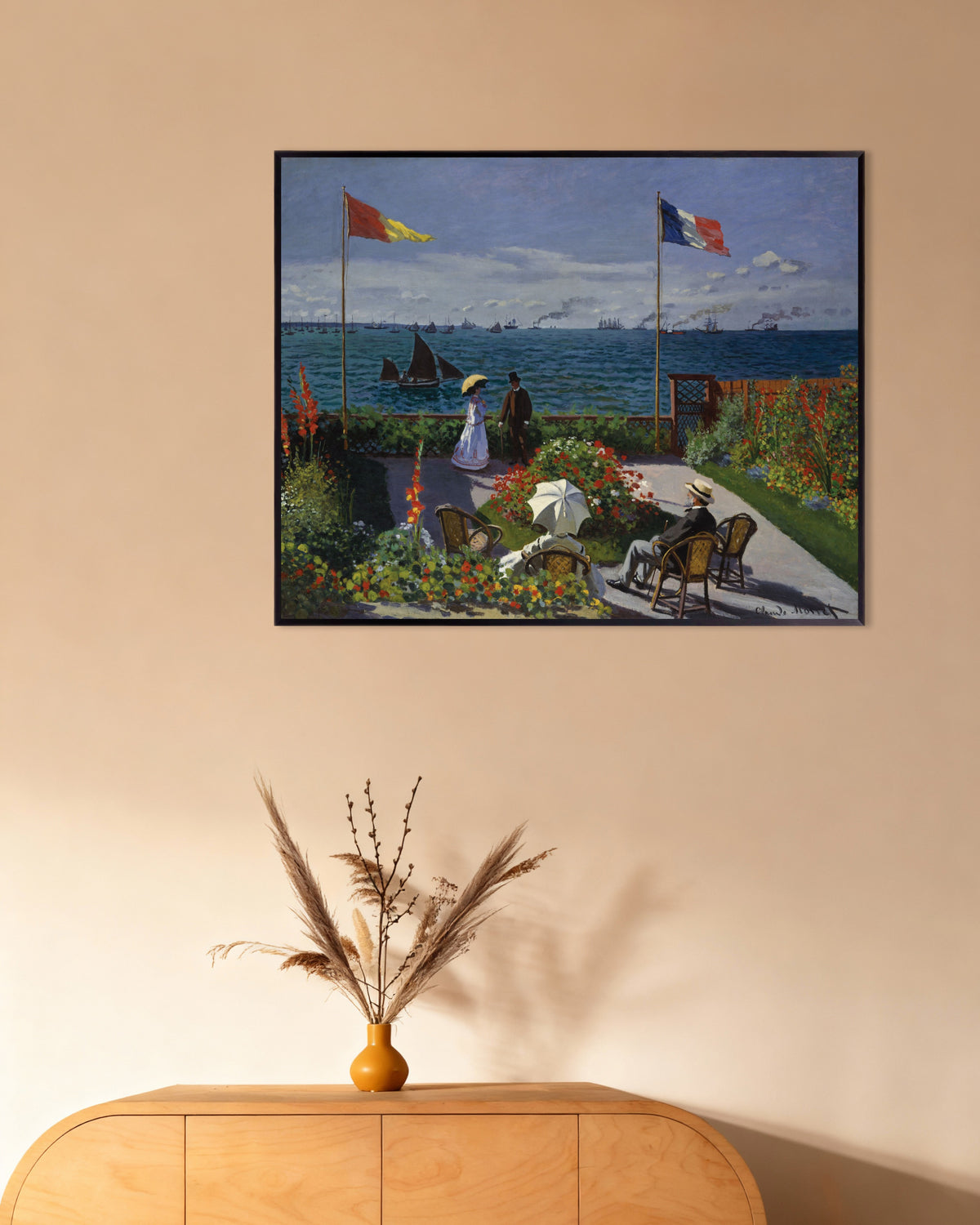 Poster Giardino a Sainte-Adresse (1867) di Claude Monet con cornice in metallo