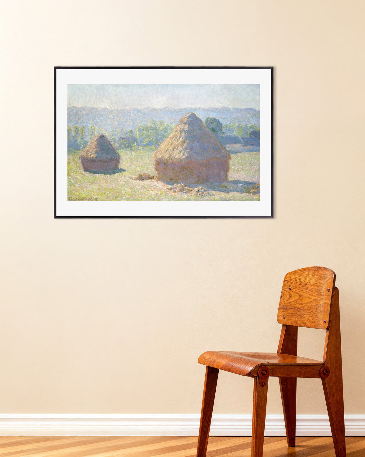 Poster Covoni, fine dell'estate (1891) di Claude Monet con cornice in metallo