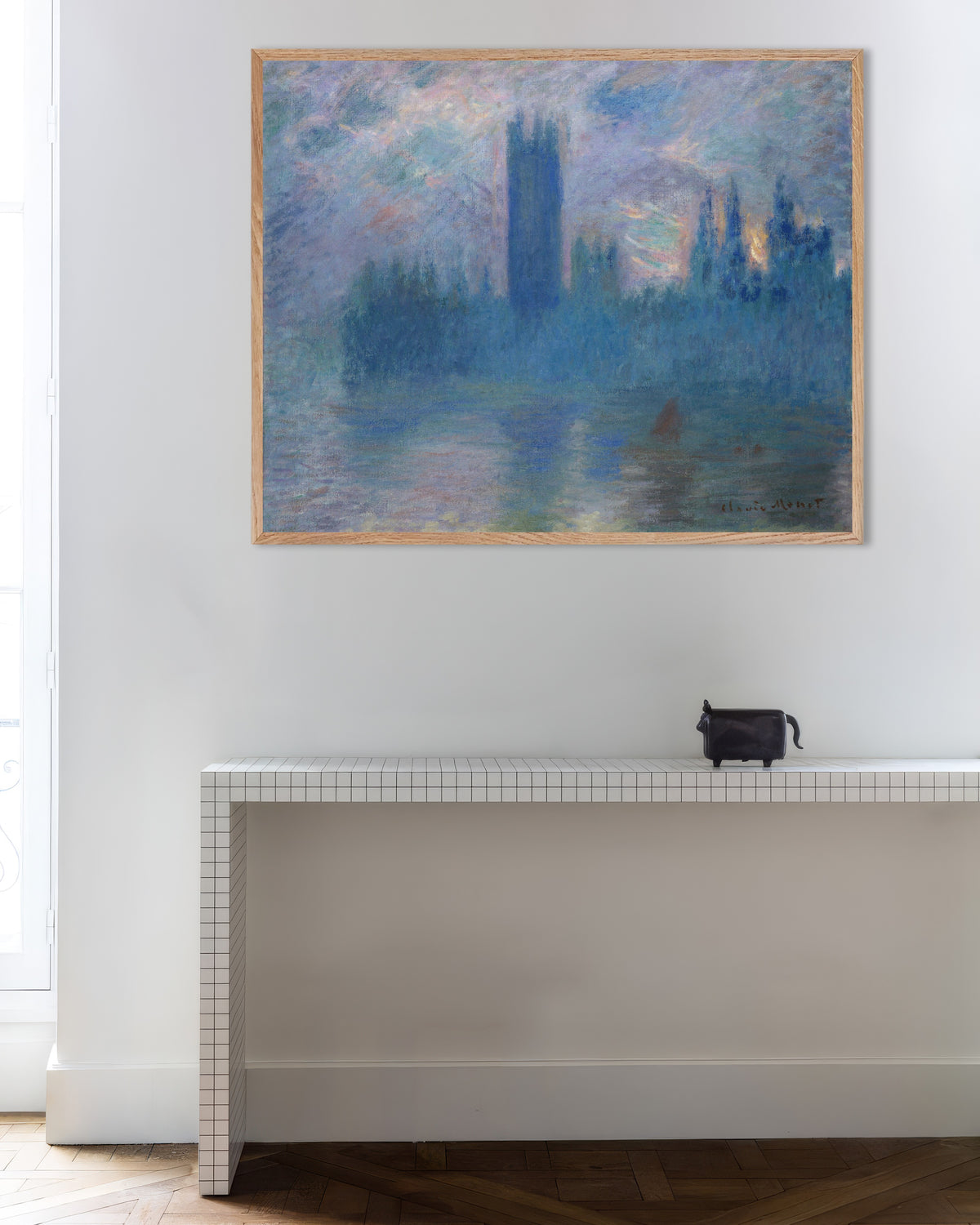 Poster Il Parlamento di Londra (1900) di Claude Monet con cornice in legno naturale