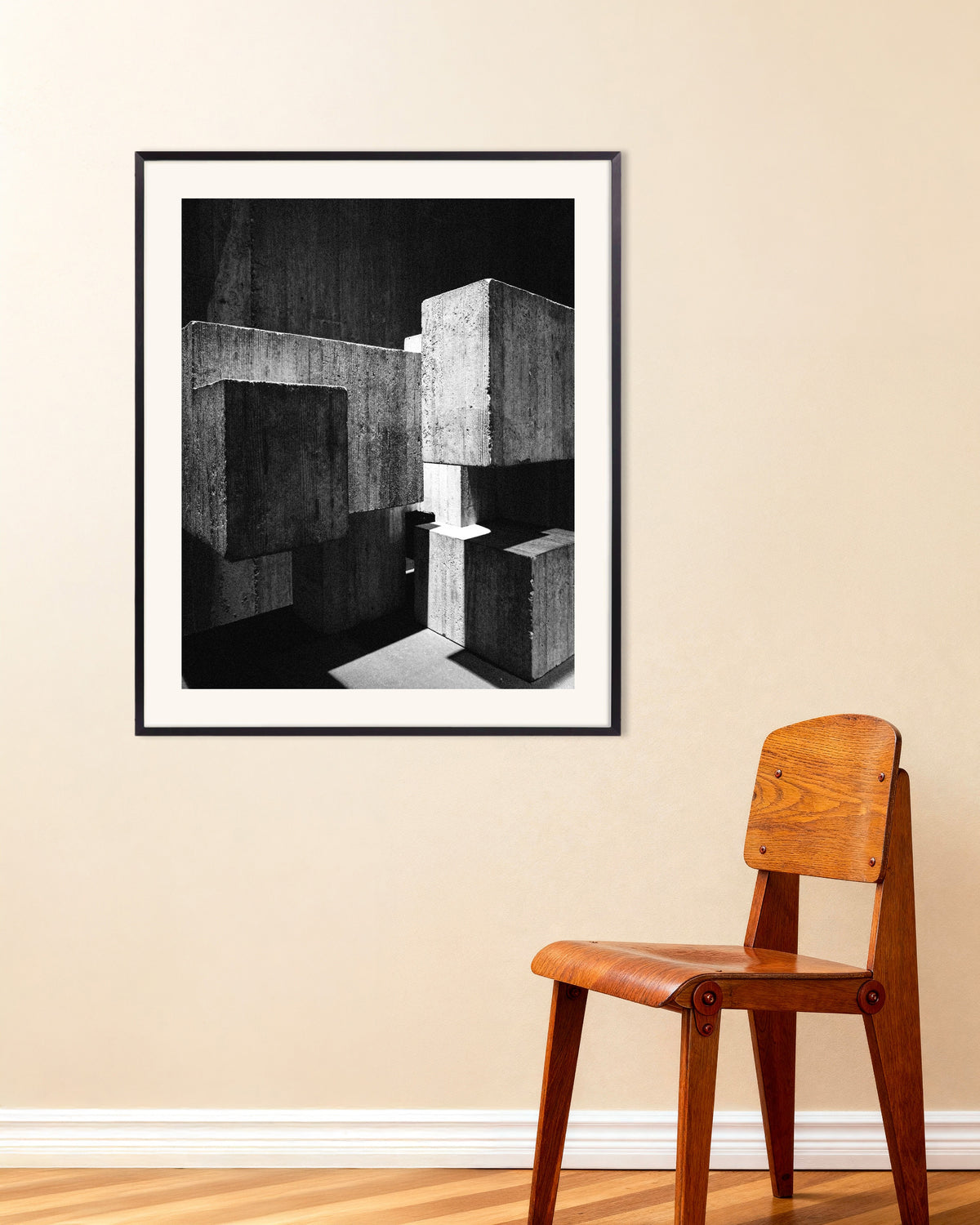 Poster «Cubi di cemento a incastro», con cornice in metallo
