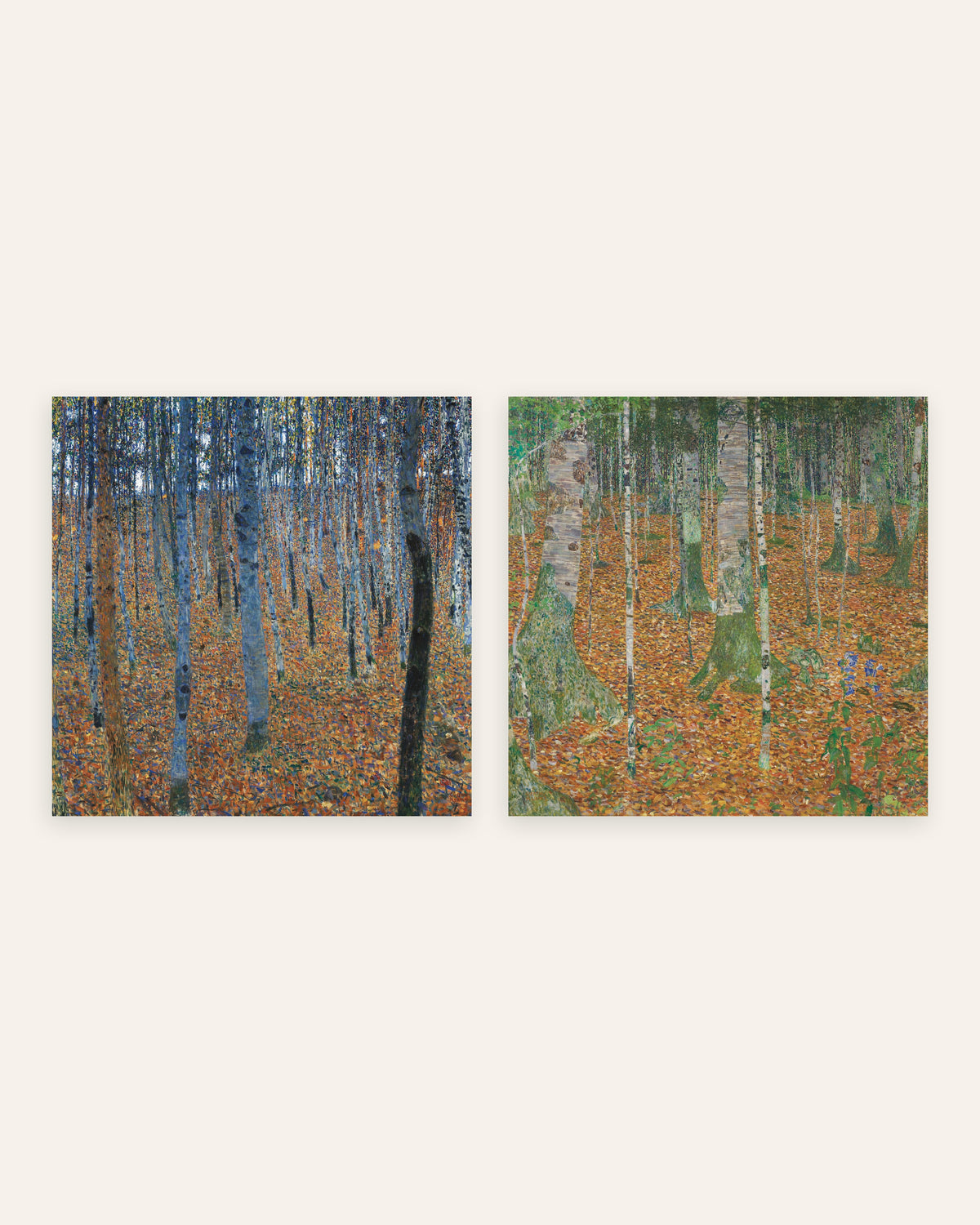 Poster Klimt, set da 2: Faggeta I e Bosco di betulle, senza cornice