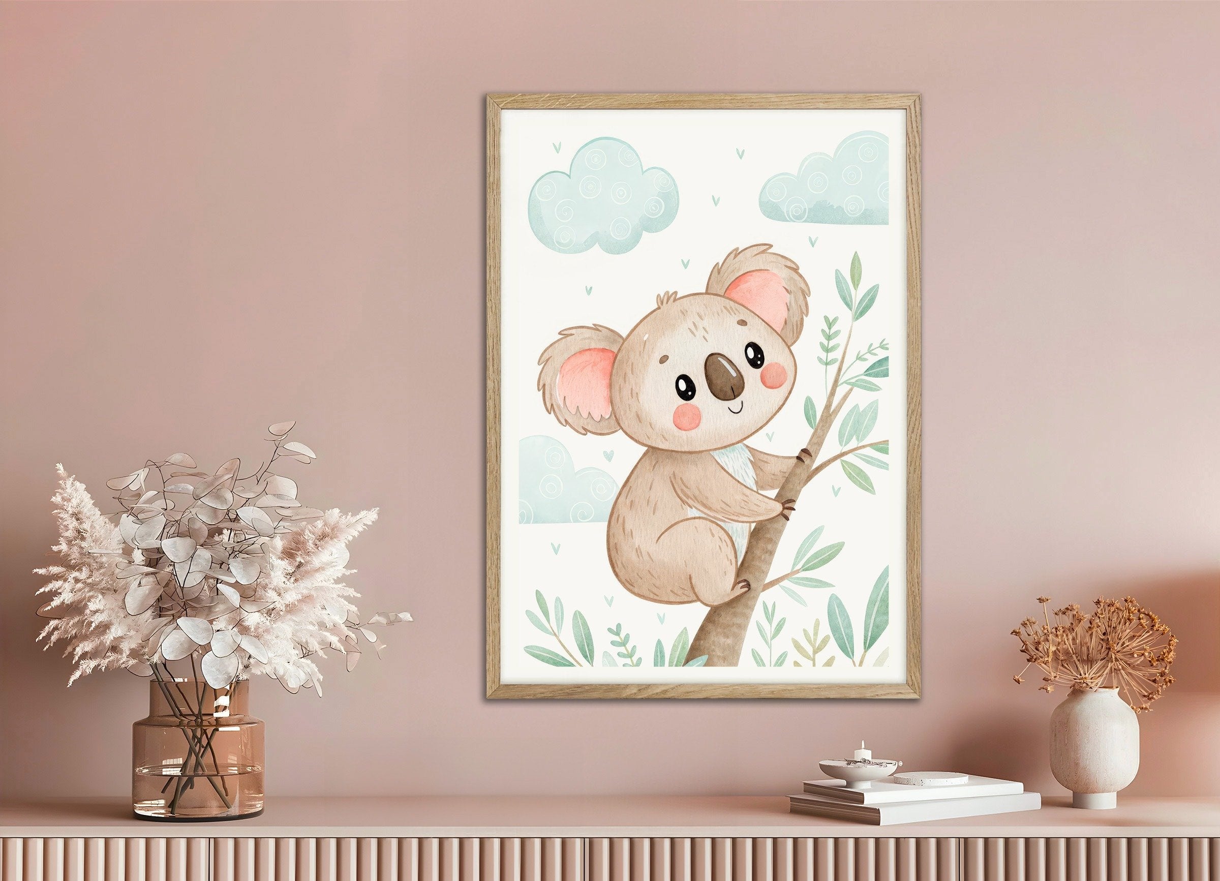 Poster of Koala Poster, with natural wooden frame