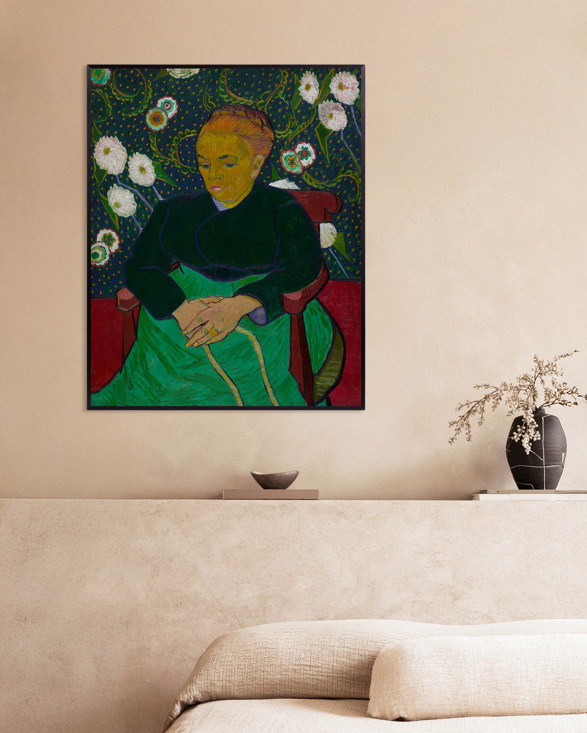 Poster di La Berceuse, Madame Roulin che dondola la culla (1889) di Vincent van Gogh, con cornice in metallo