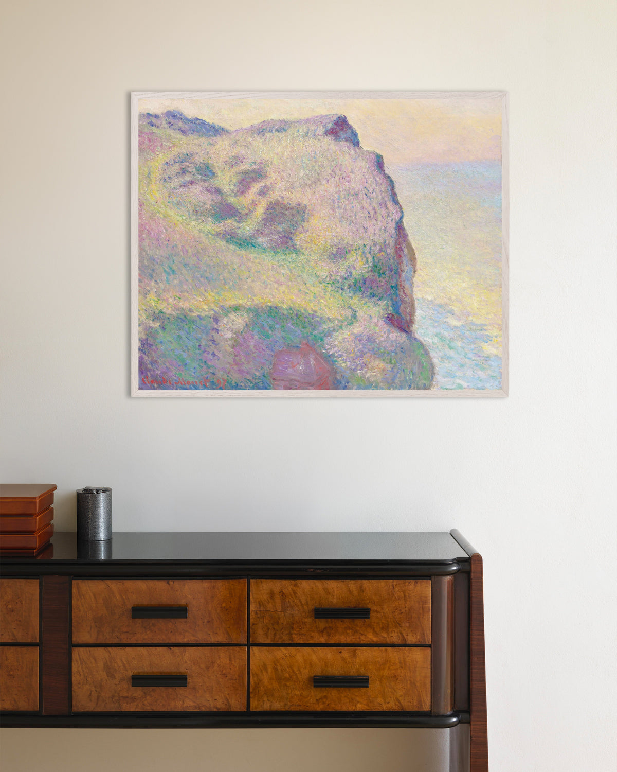 Poster La Pointe du Petit Ailly (1897) di Claude Monet con cornice in legno bianco