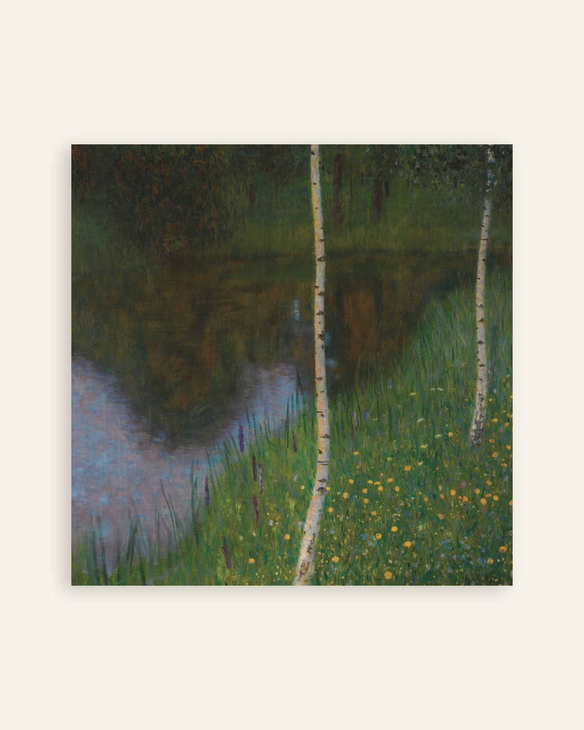 Poster Riva del lago con betulle (circa 1901) di Gustav Klimt, miniatura