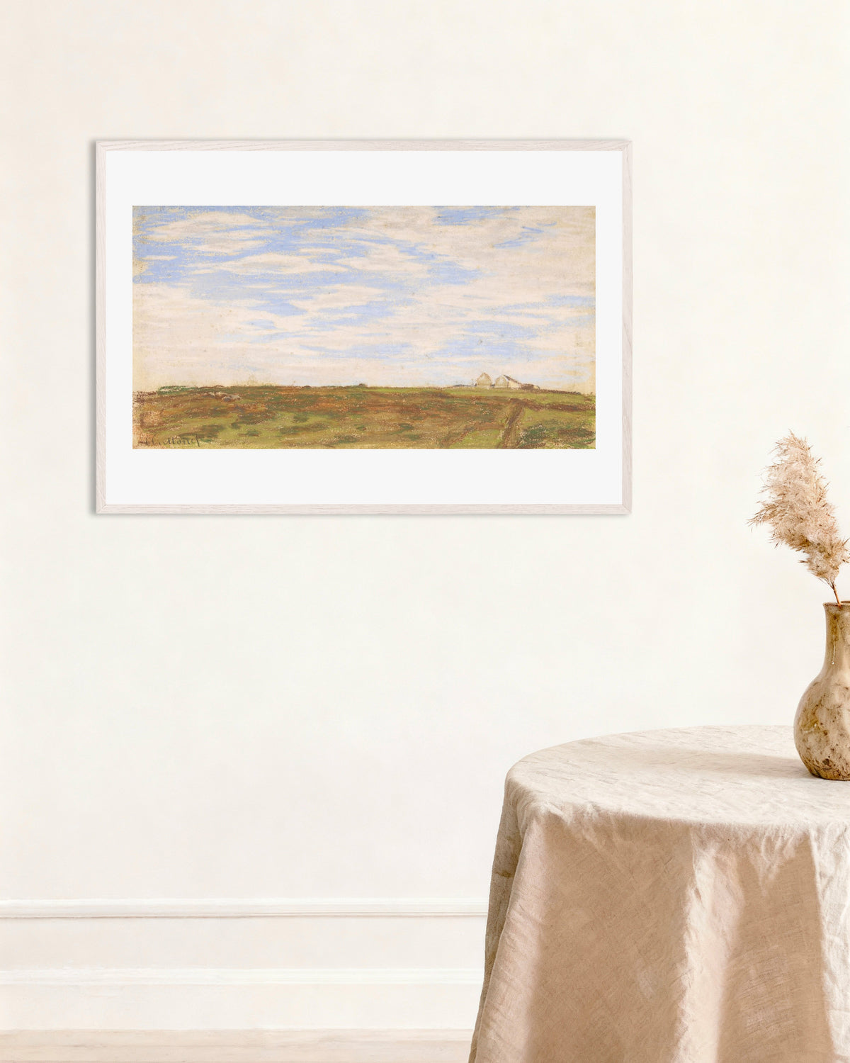 Poster Paesaggio (1864–1866) di Claude Monet con cornice in legno bianco