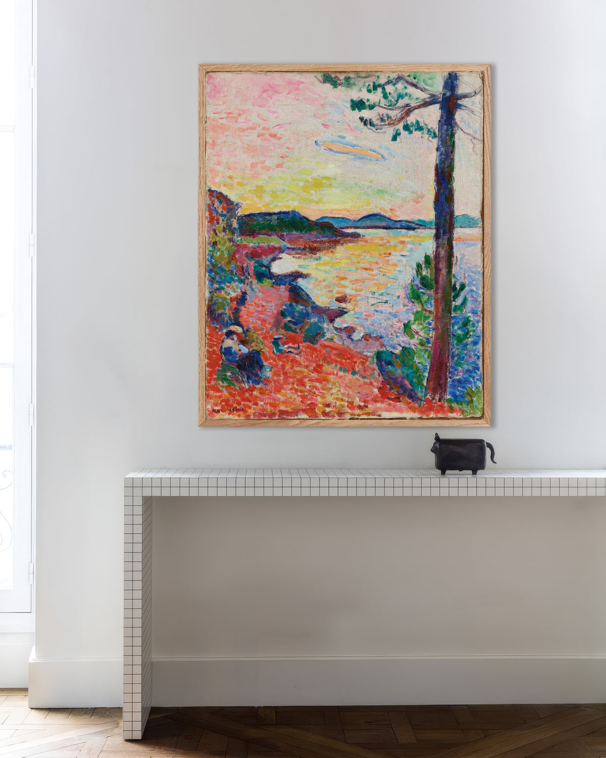 Poster di La merenda, Il golfo di Saint-Tropez (1904) di Henri Matisse, con cornice in legno naturale
