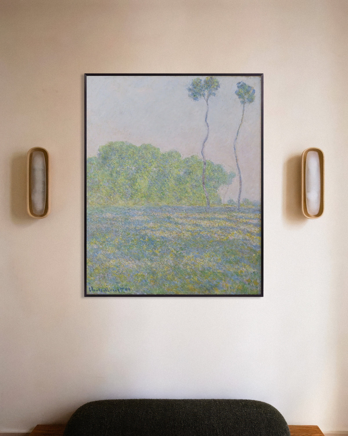 Poster Prato a Giverny (1894) di Claude Monet con cornice in metallo