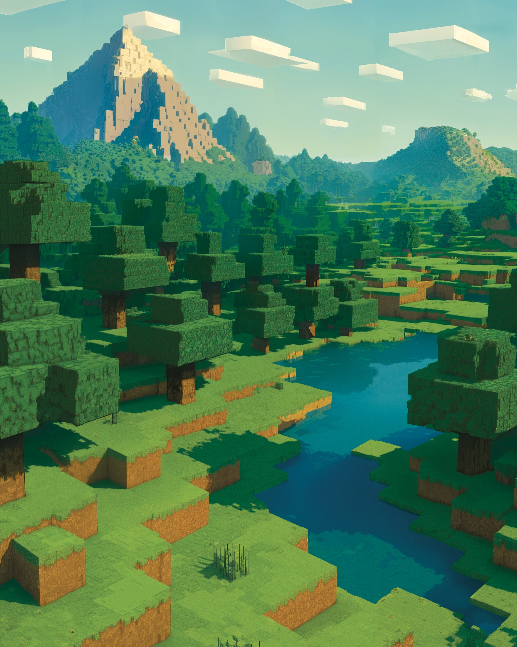 Paesaggio Montano di Minecraft – poster fan in pixel art