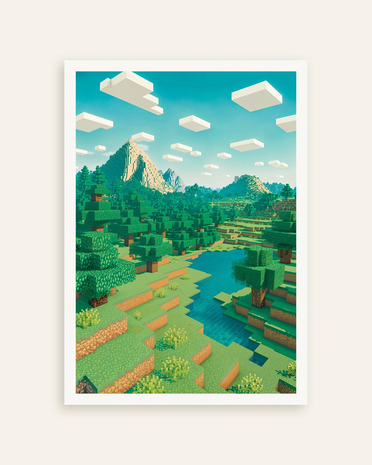 Mondo pixel, paesaggio montano, miniatura