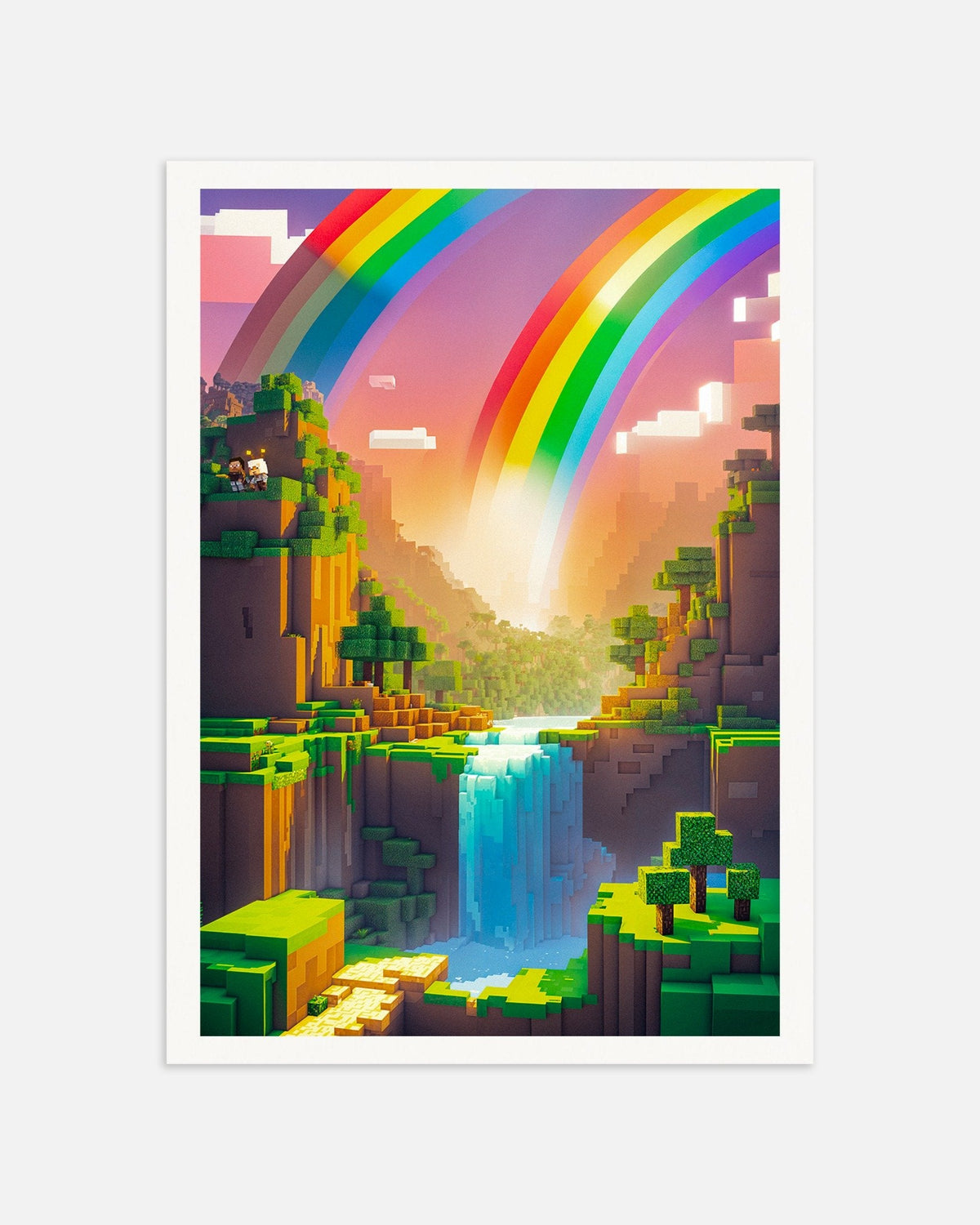 Valle arcobaleno pixelata, poster di paesaggio fantasy, miniatura
