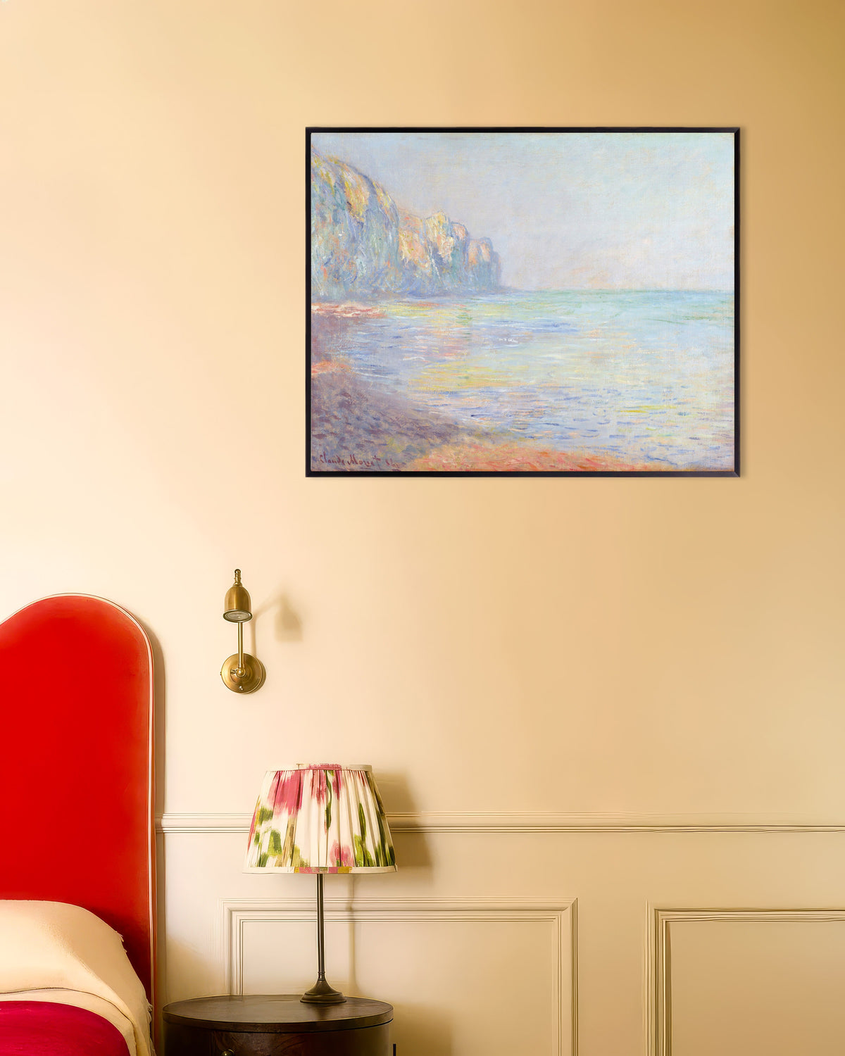 Poster Mattino, tempo nebbioso, Pourville (1882) di Claude Monet con cornice in metallo