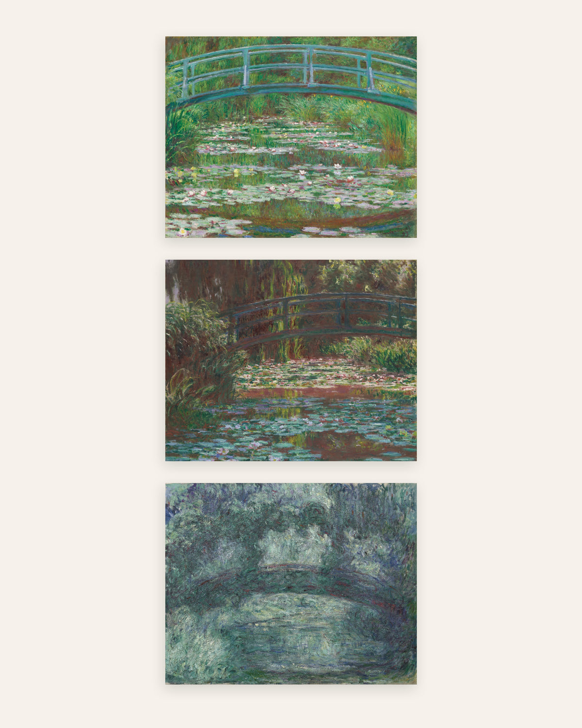 Poster di Monet, set da 3: il ponte giapponese di Giverny, dal 1899 al 1924, senza cornice