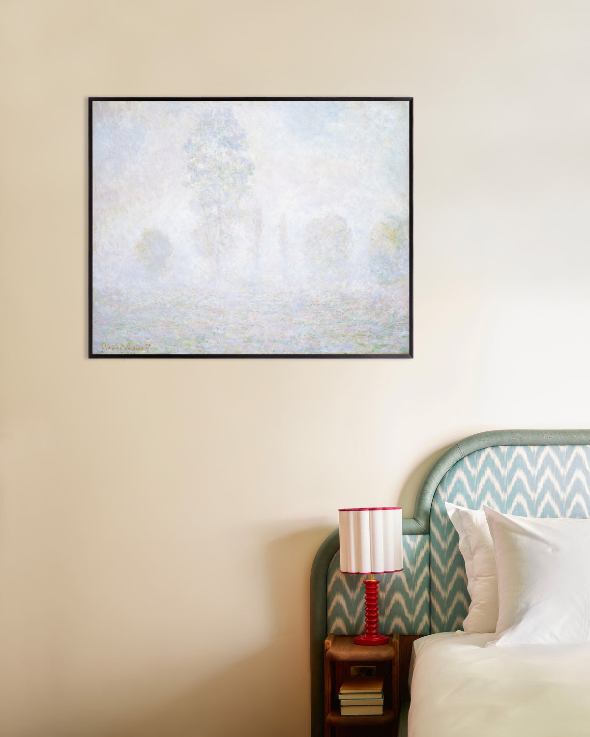 Poster Foschia mattutina (1888) di Claude Monet con cornice in metallo