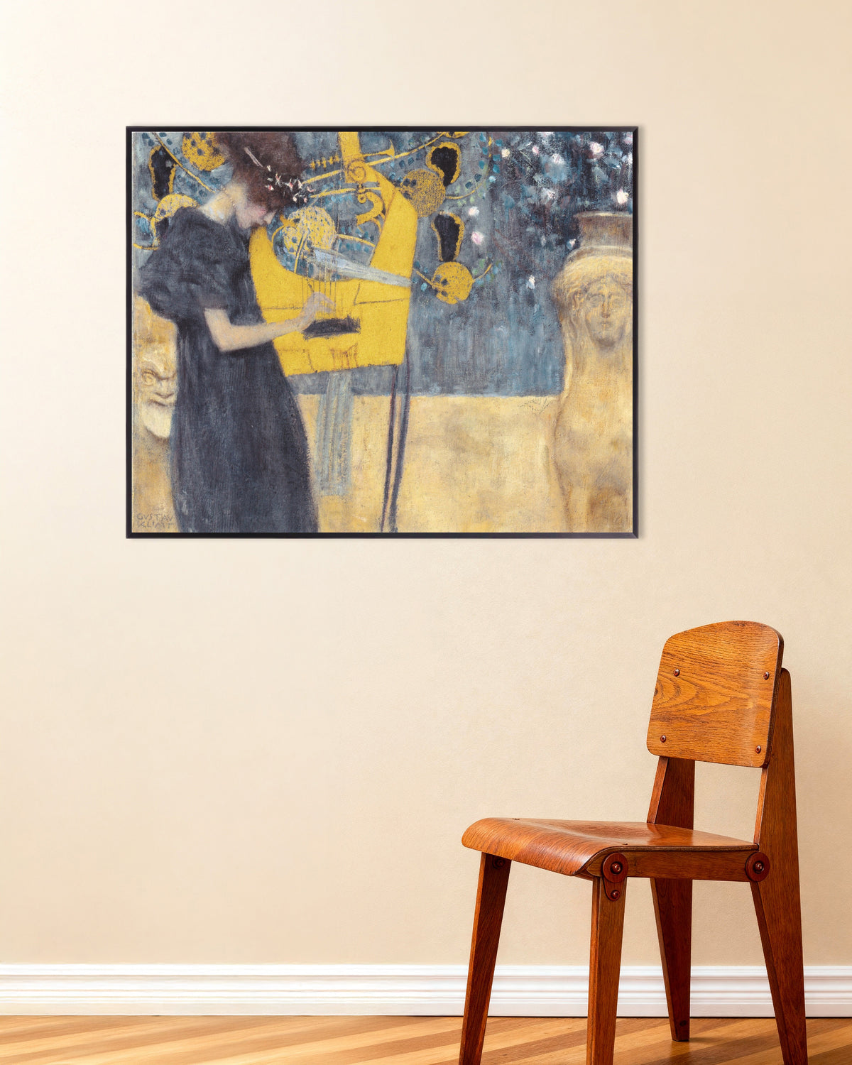 Poster La musica I (1895) di Gustav Klimt con cornice in metallo
