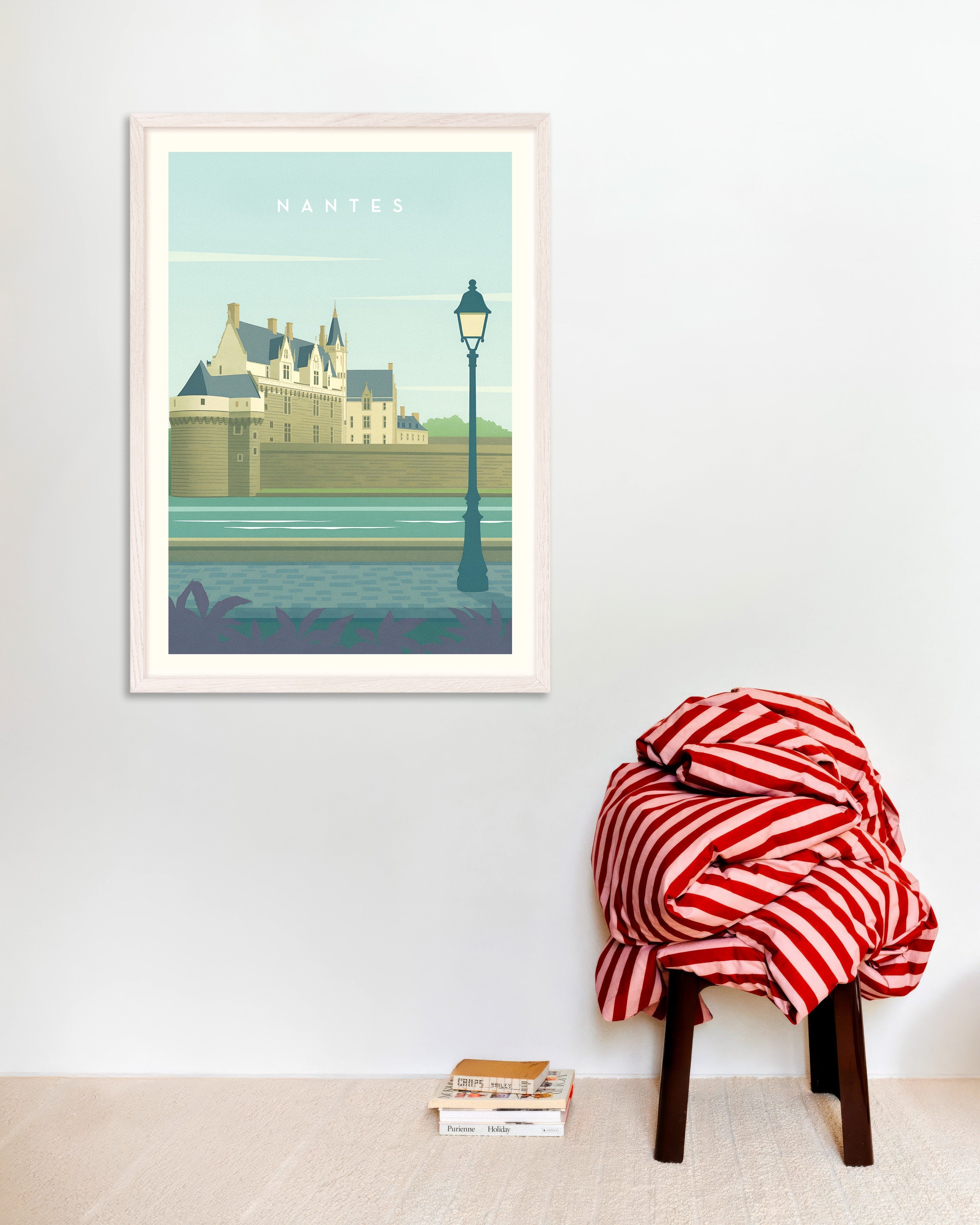 Poster of Nantes Wall Art Print, with white wooden frame
