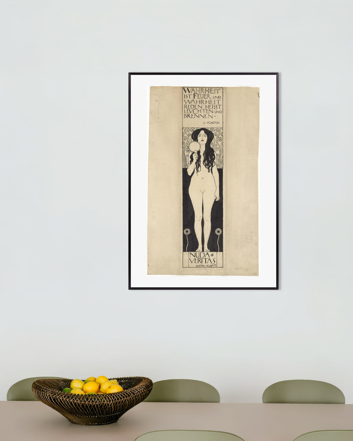 Poster Nuda Veritas (1898) di Gustav Klimt con cornice in metallo