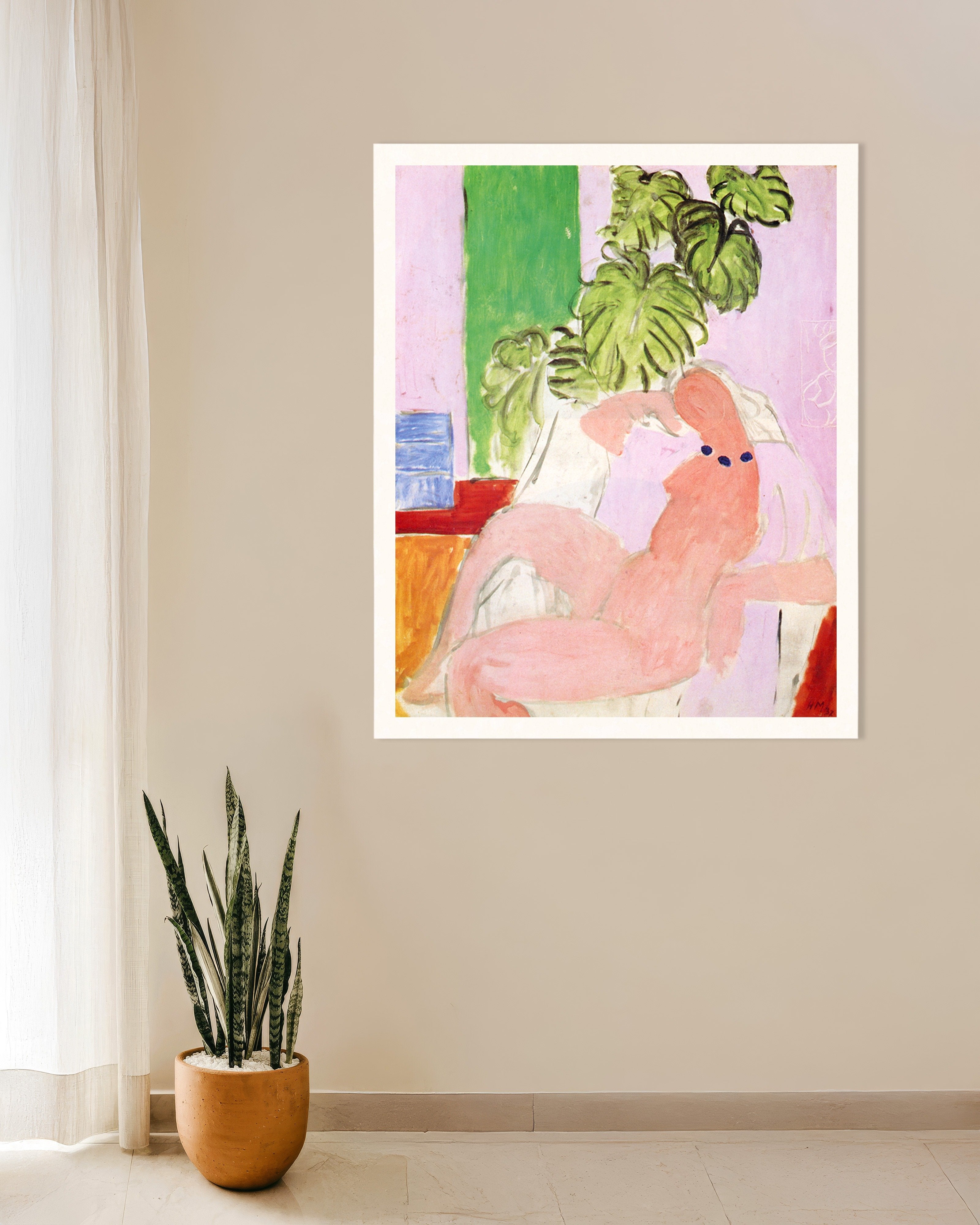 Poster of Nude in a Chair with Green Plants (1937) — Henri Matisse