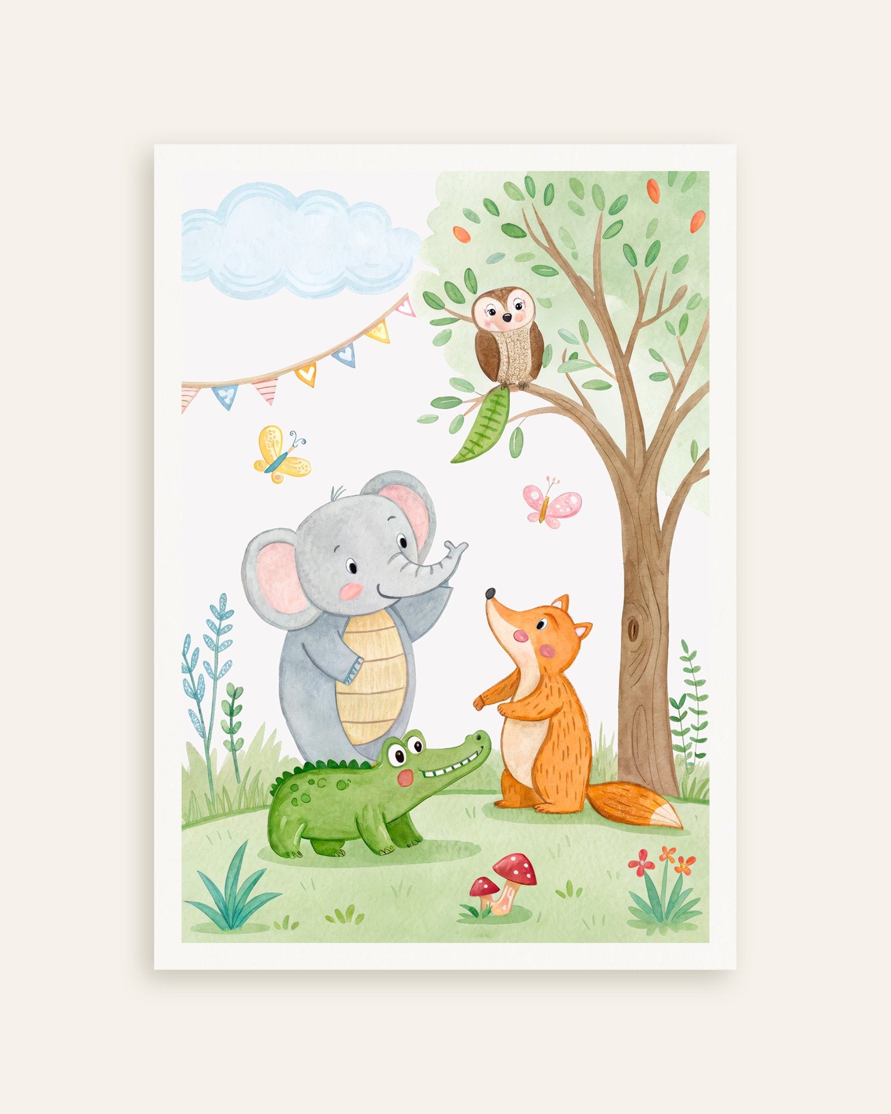 Poster of Nursery Birthday Poster - Wall Art Decor with cute animals, thumbnail