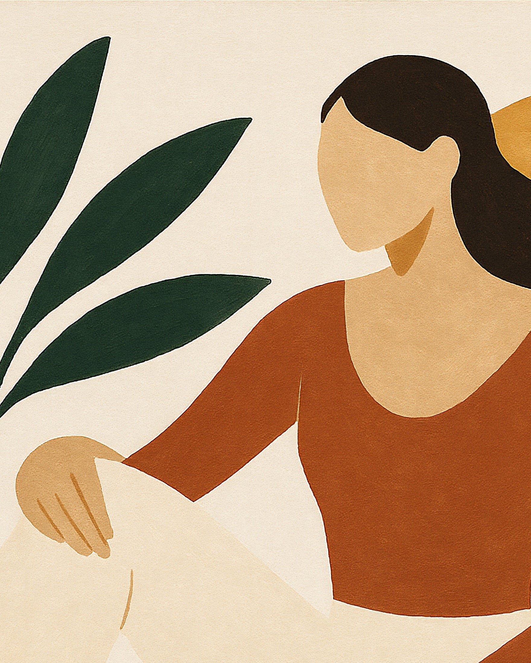 Odalisca Moderna – figura femminile astratta con piante Poster