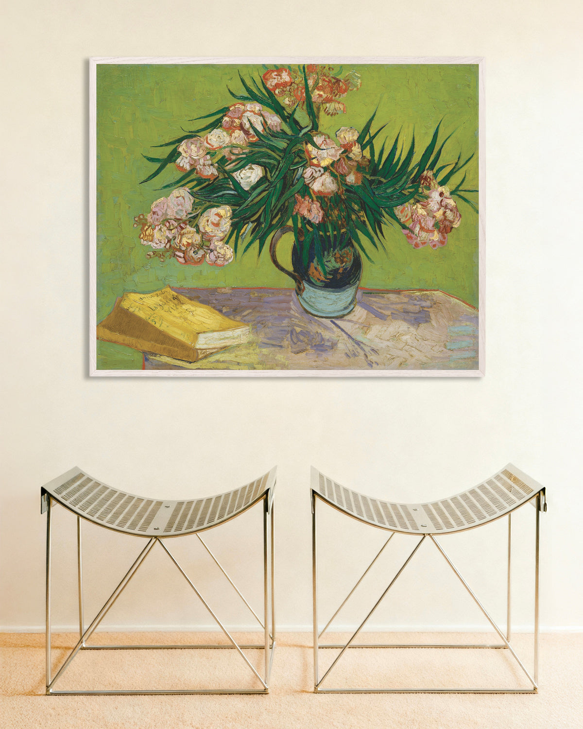 Poster Oleandri (1888) di Vincent van Gogh, con cornice in legno bianco
