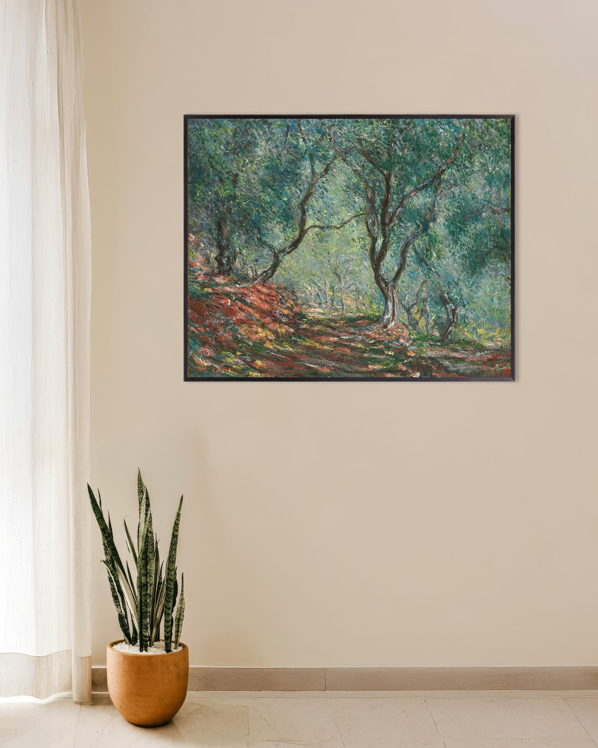 Poster Uliveto nel giardino Moreno (1884) di Claude Monet con cornice in metallo