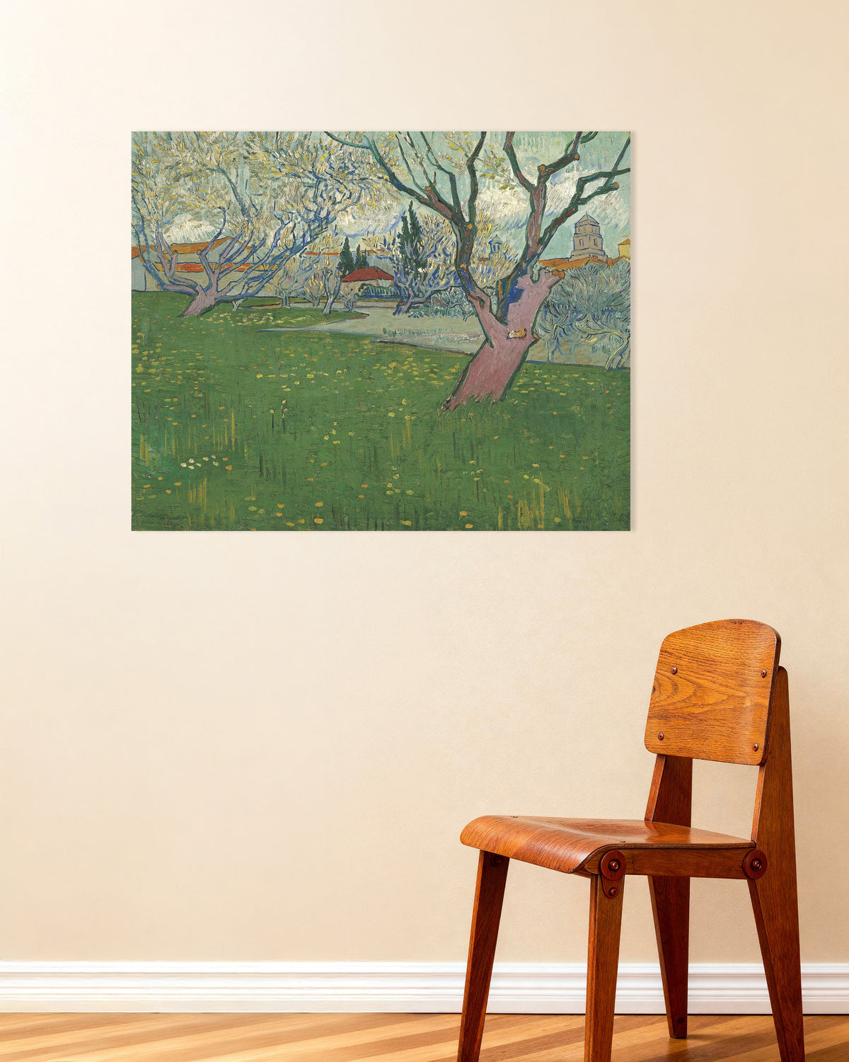 Poster di Frutteto in fiore con vista su Arles (1889) di Vincent van Gogh