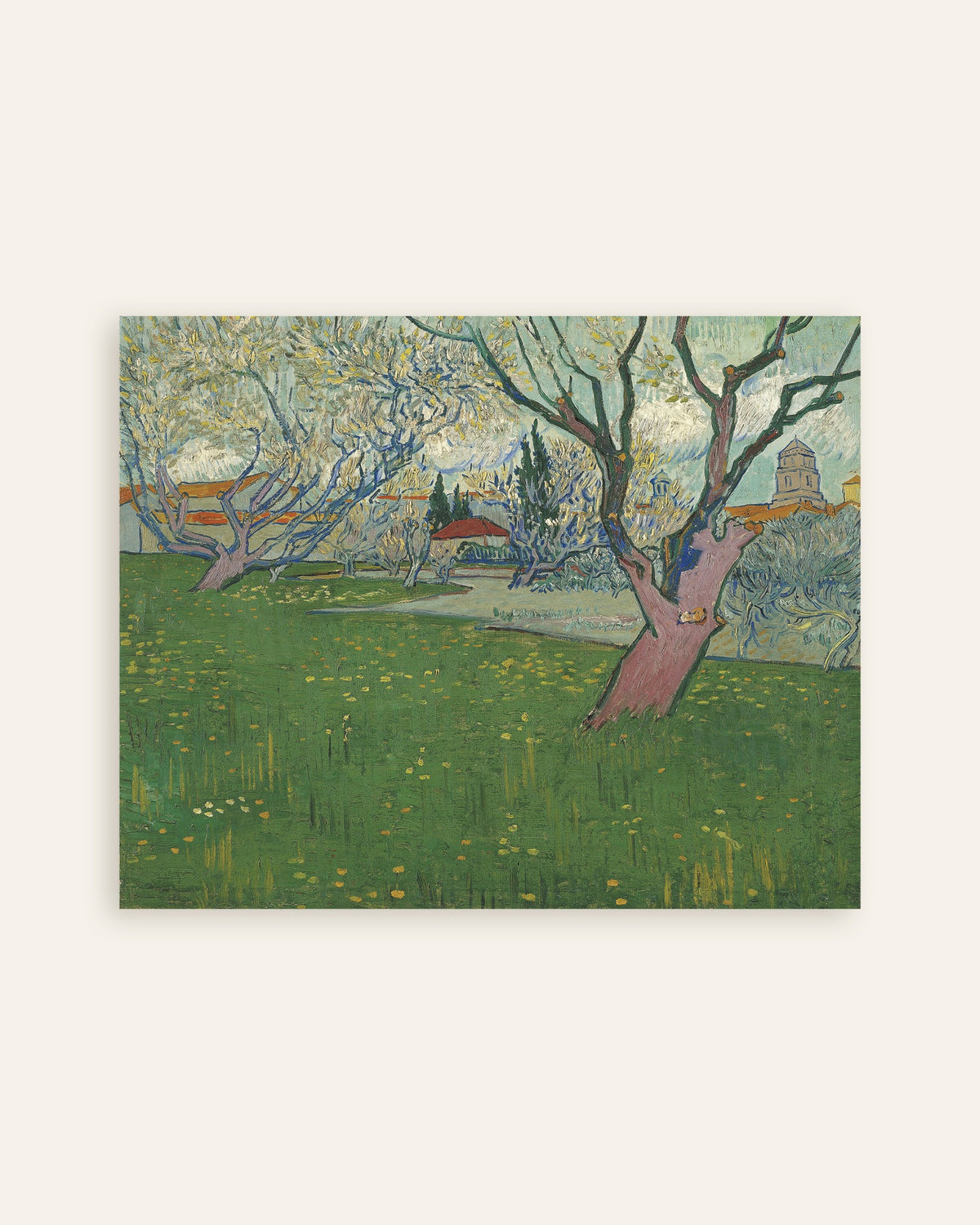 Poster di Frutteto in fiore con vista su Arles (1889) di Vincent van Gogh, miniatura