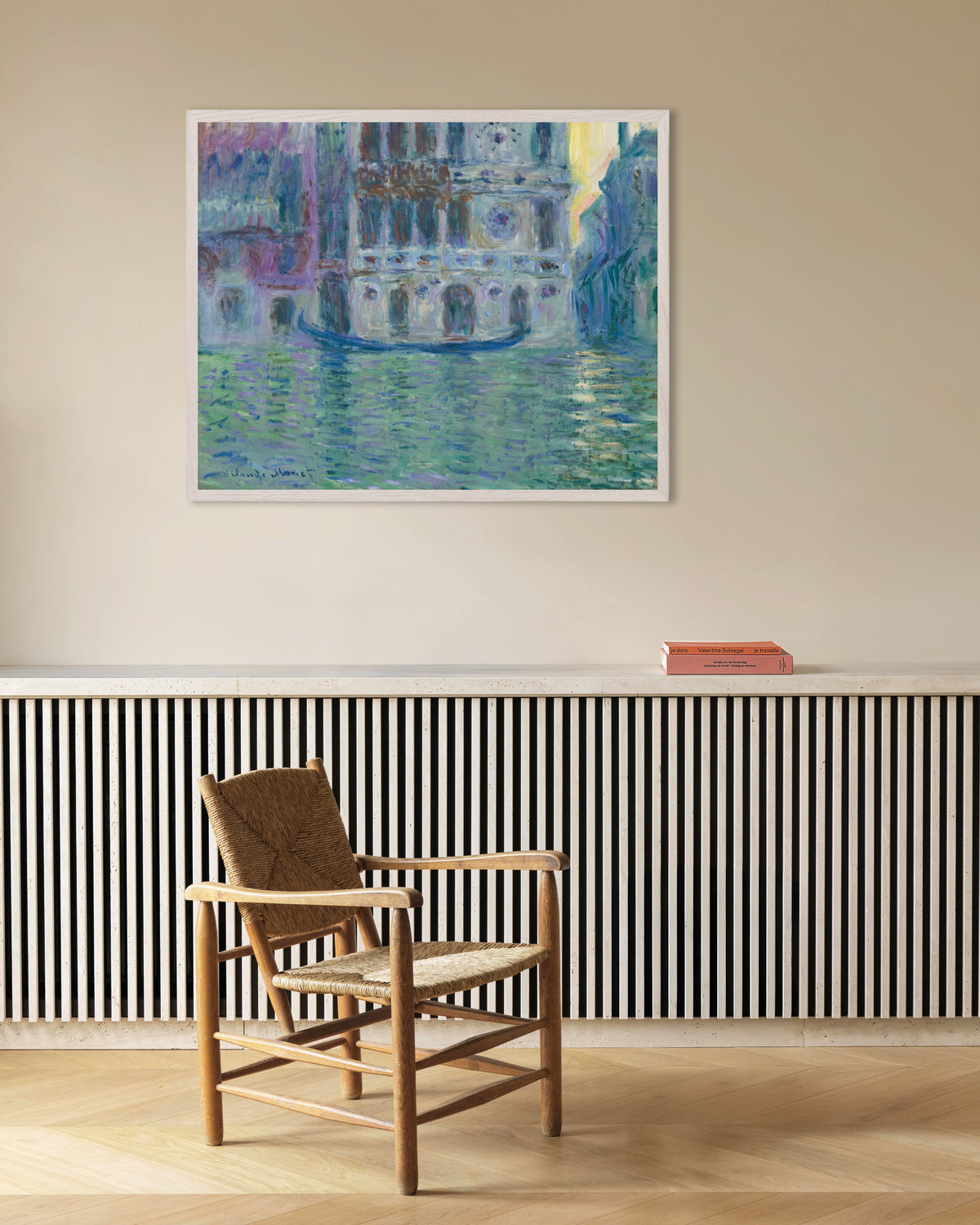 Poster Palazzo Dario (1908) di Claude Monet con cornice in legno bianco