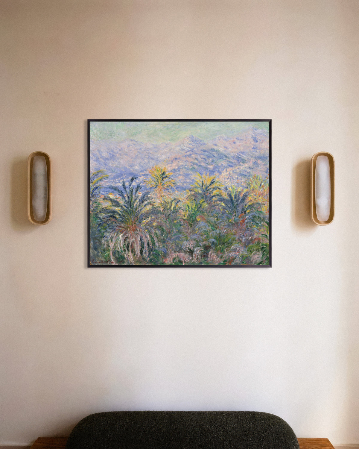 Poster Palme a Bordighera (1884) di Claude Monet con cornice in metallo
