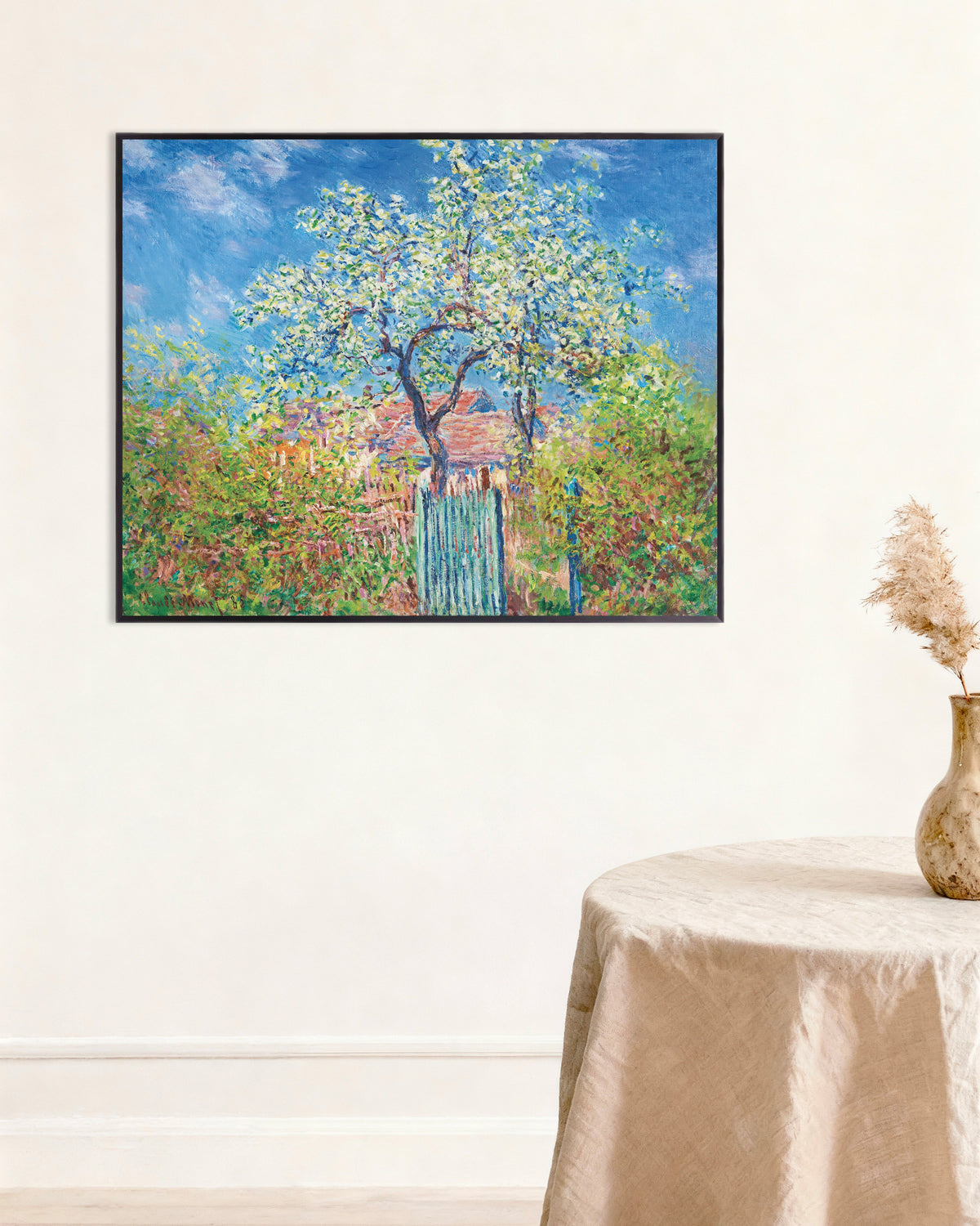 Poster Pero in fiore (1885) di Claude Monet con cornice in metallo