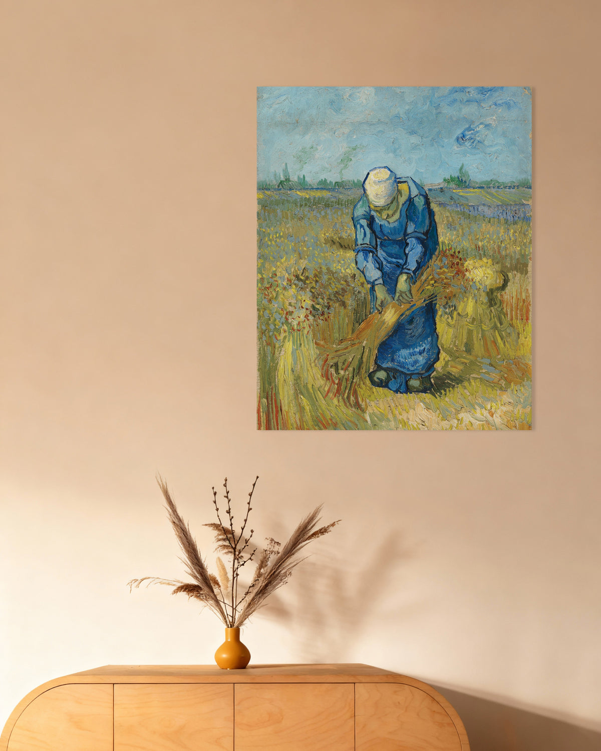Poster di Donna contadina che lega i covoni, da Millet (1889), di Vincent van Gogh