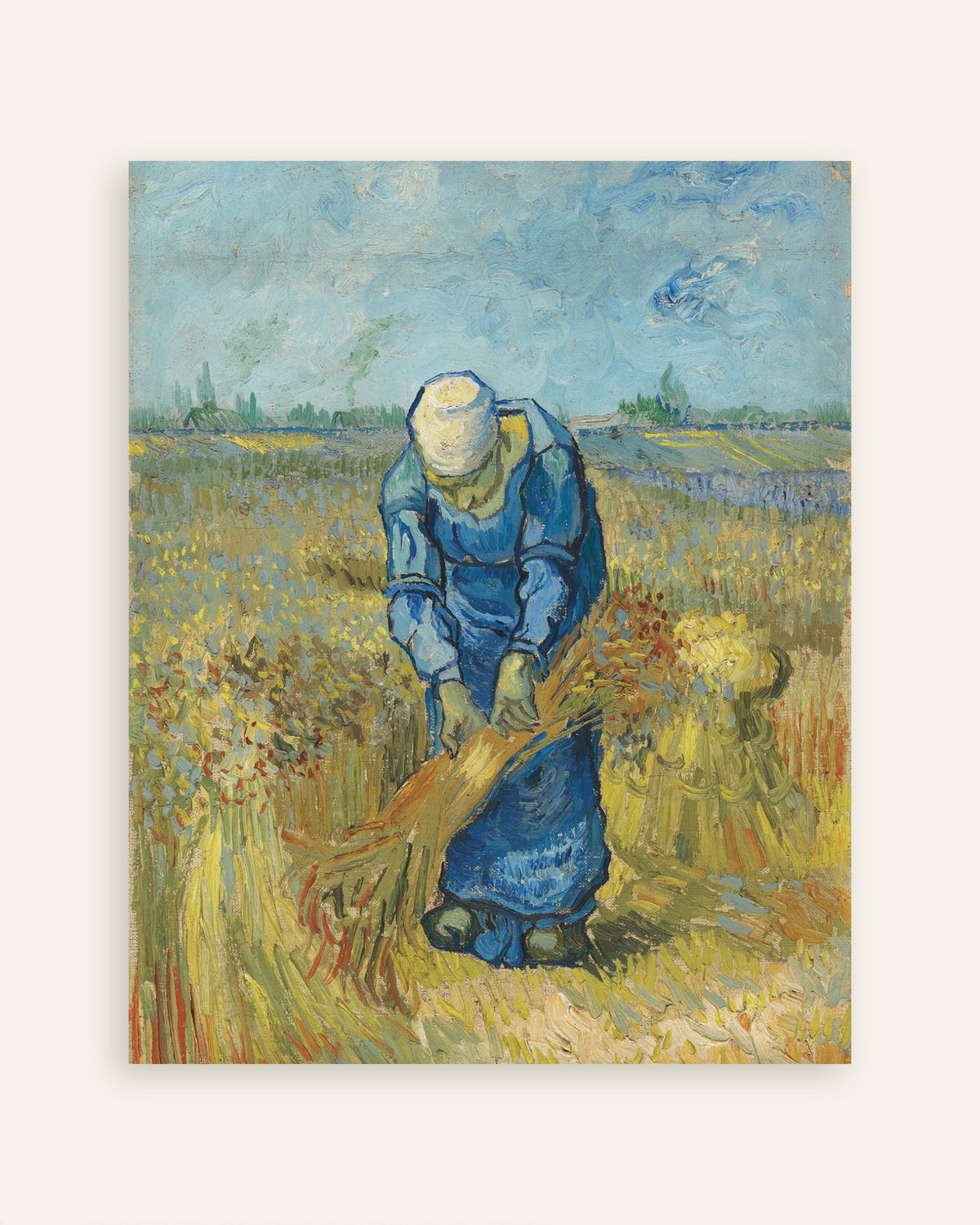 Poster di Donna contadina che lega i covoni, da Millet (1889), di Vincent van Gogh, in miniatura