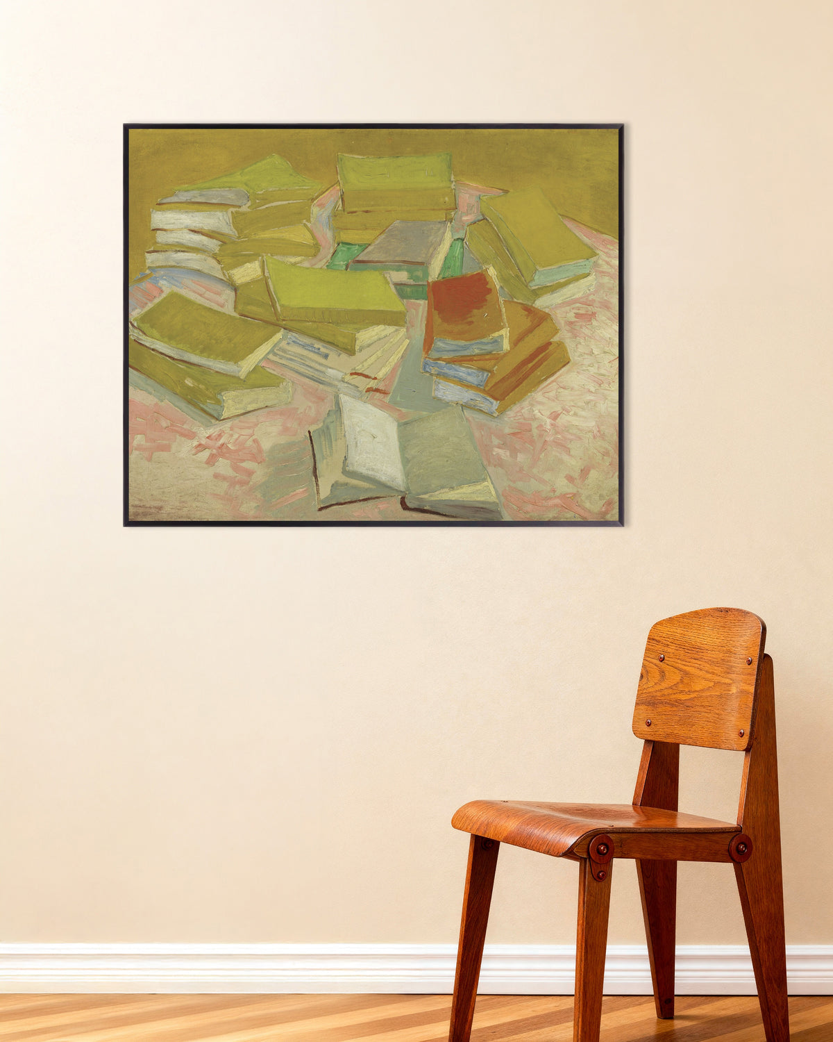 Poster di Pile di romanzi francesi (1887) di Vincent van Gogh, con cornice in metallo