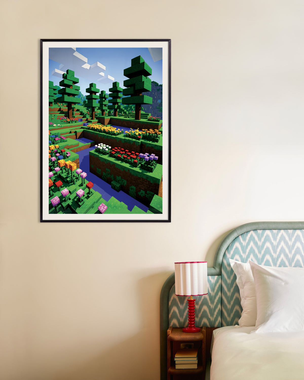 Poster di Fiori pixelati, con cornice in metallo