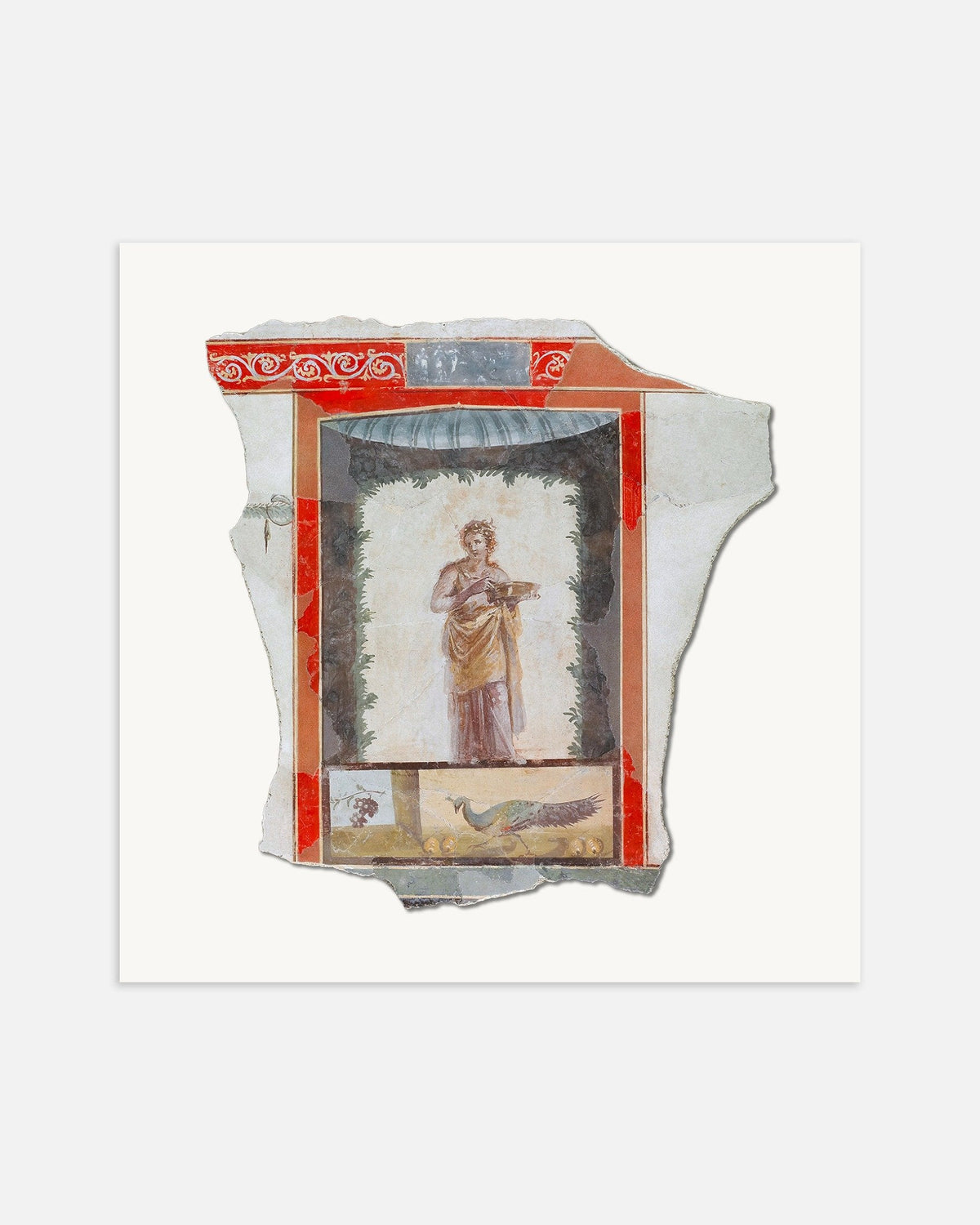 Poster del frammento d'affresco con menade e pavone, Pompei