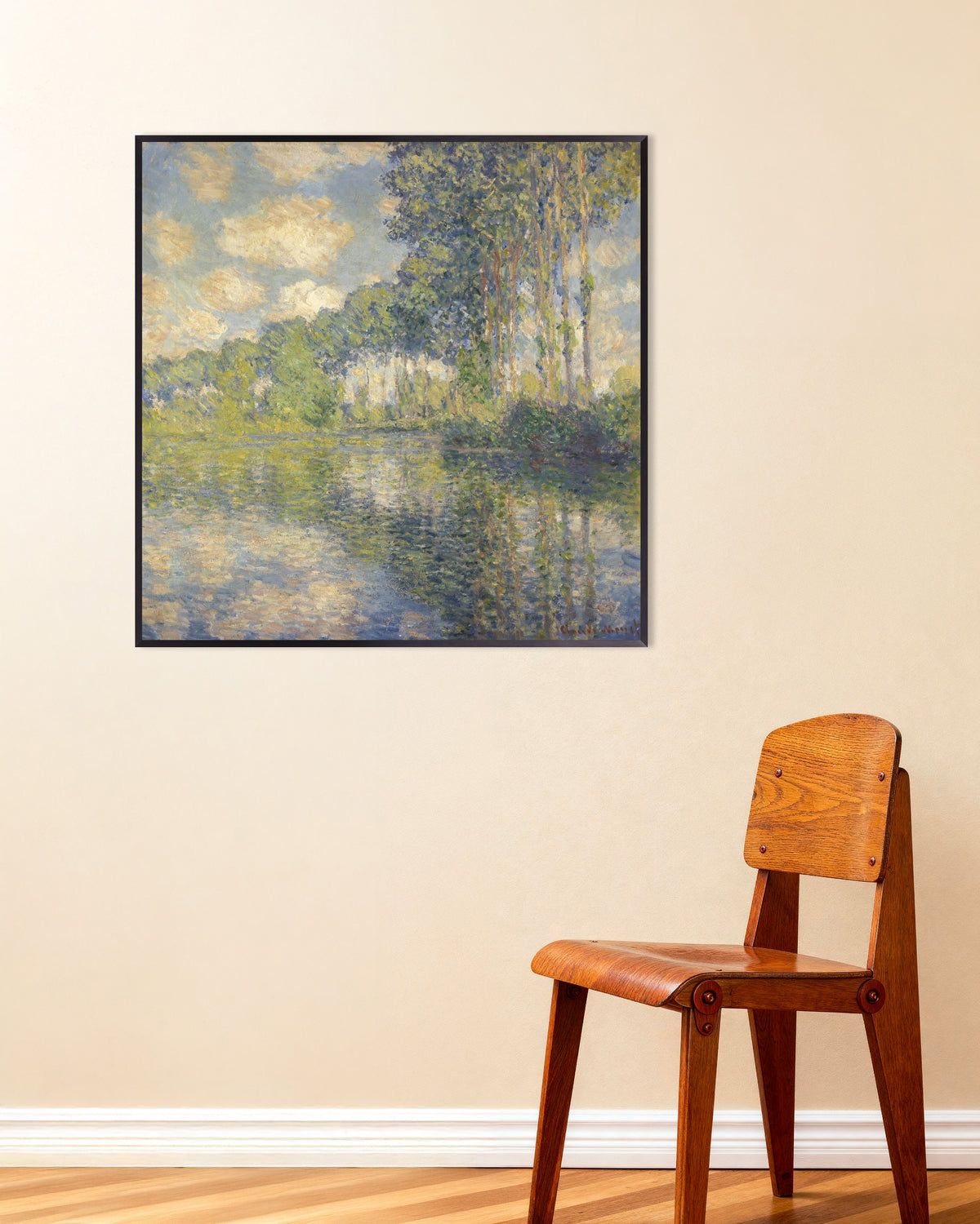 Poster Pioppi sull'Epte (1891) di Claude Monet con cornice in metallo