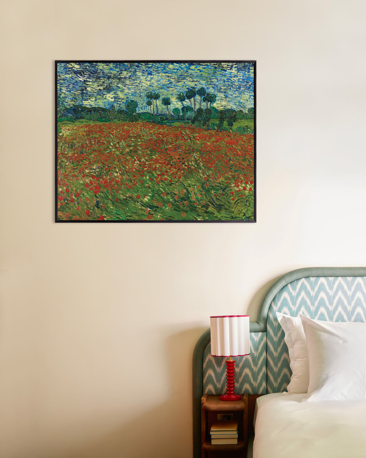 Poster di Campo di papaveri (1890) di Vincent van Gogh, con cornice in metallo