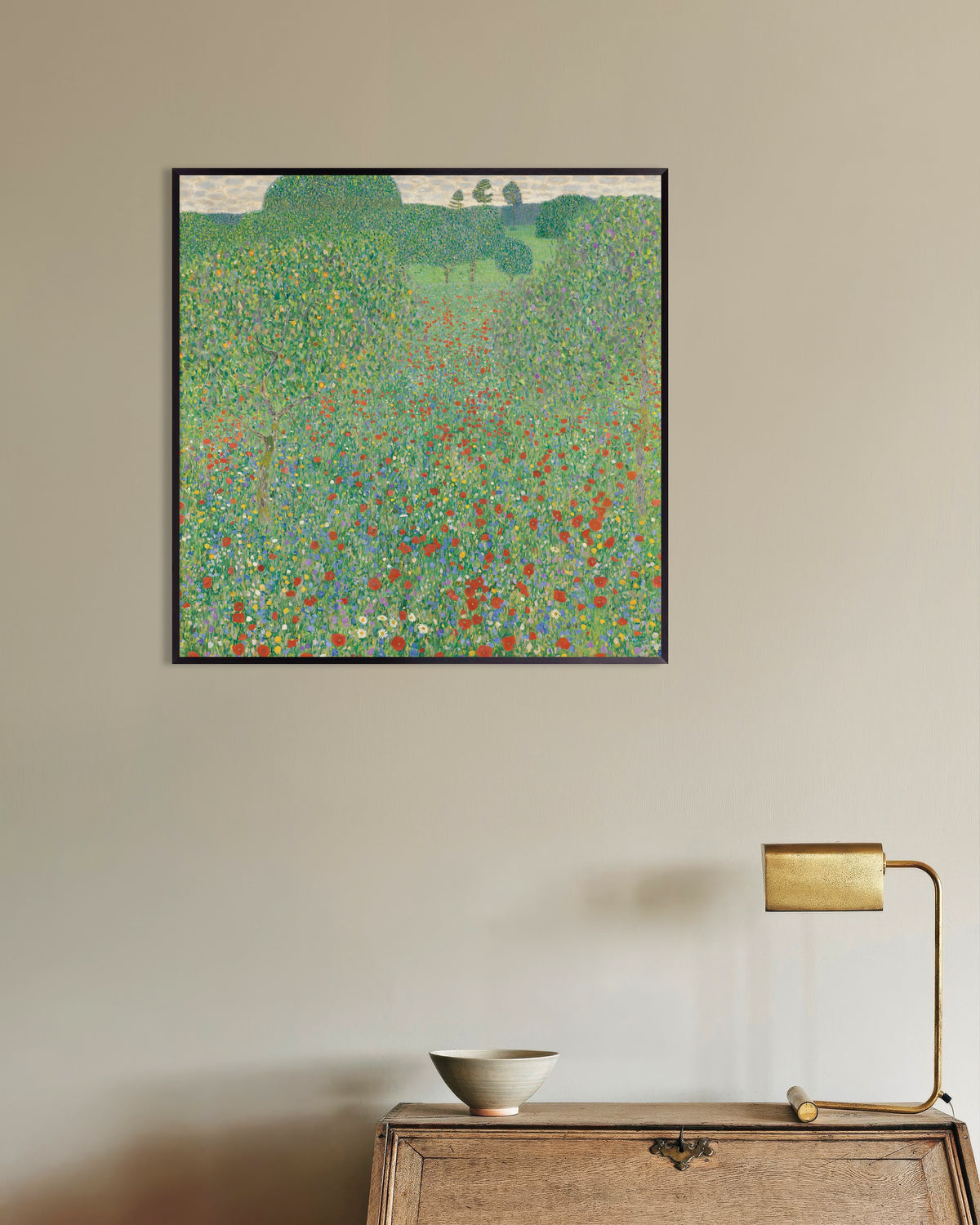 Poster Campo di papaveri (1907) di Gustav Klimt con cornice in metallo
