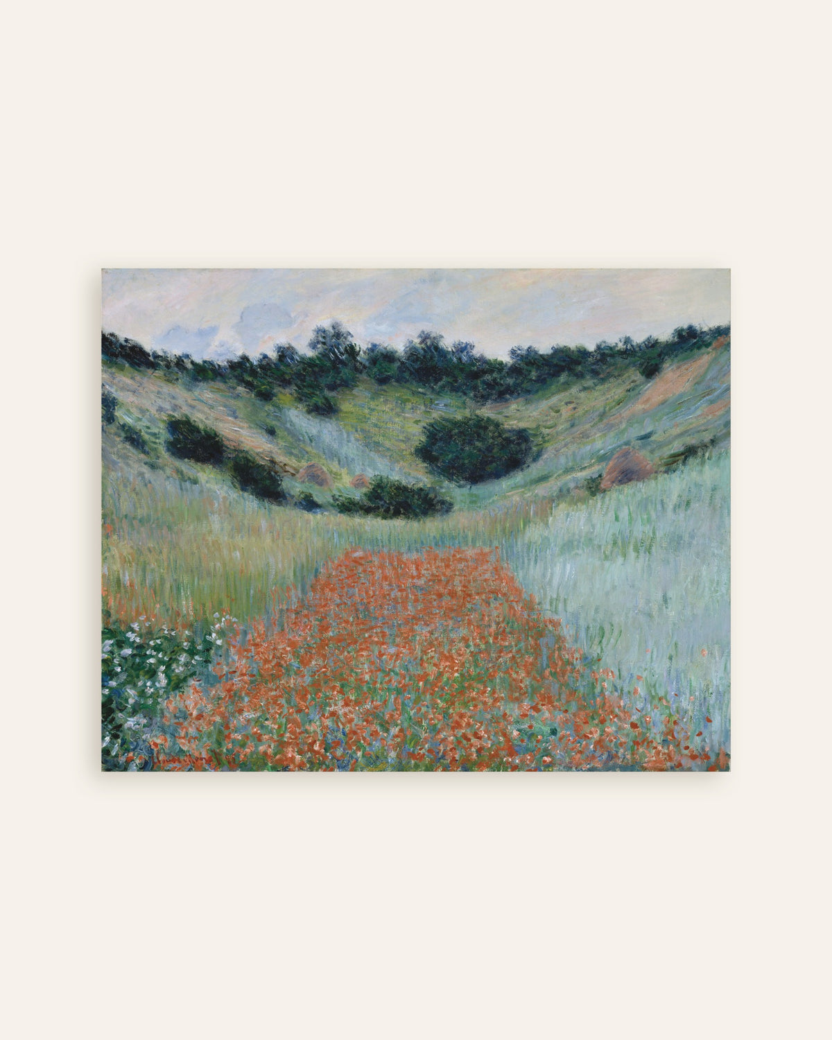 Poster Campo di papaveri in una conca vicino a Giverny (1885) di Claude Monet, miniatura
